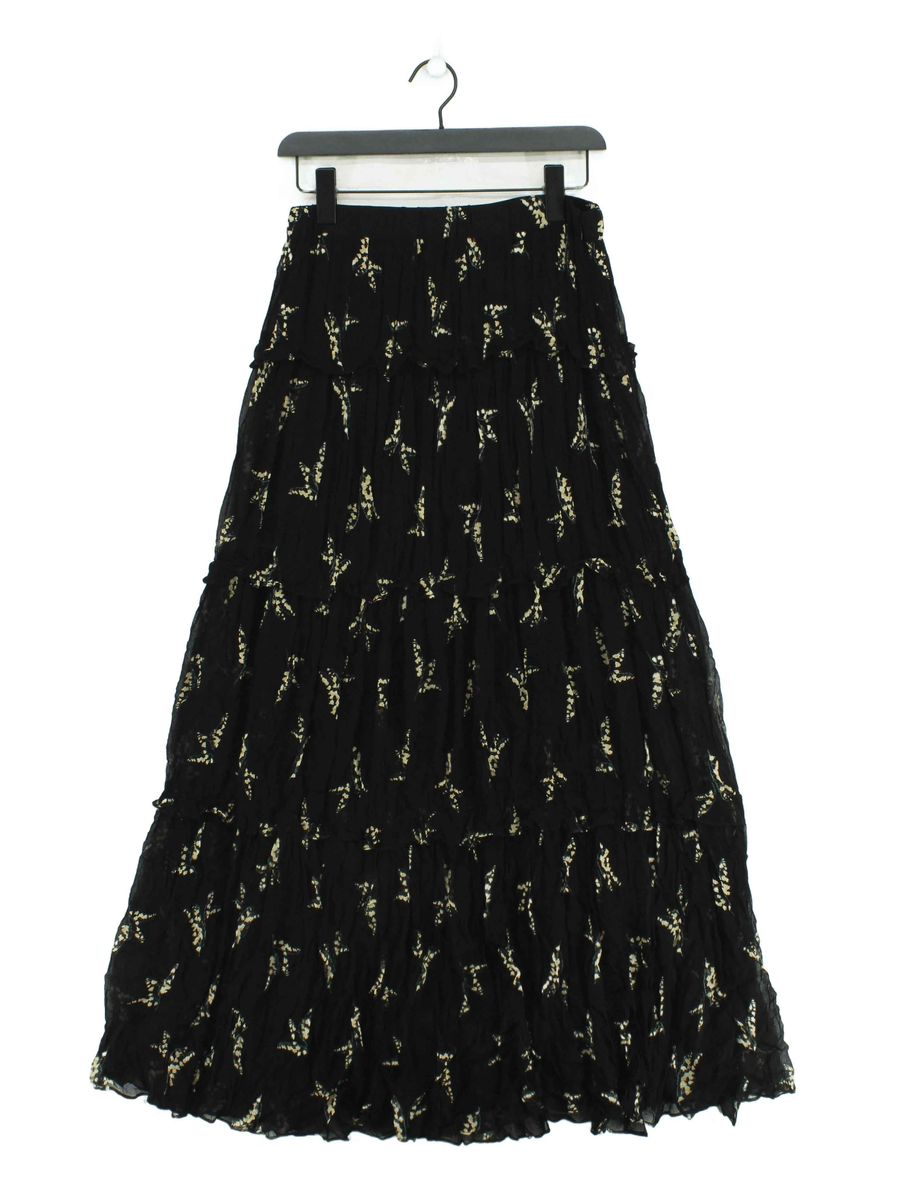 Ba&sh Women's Maxi Skirt M Black Floral 100% Viscose Long Maxi