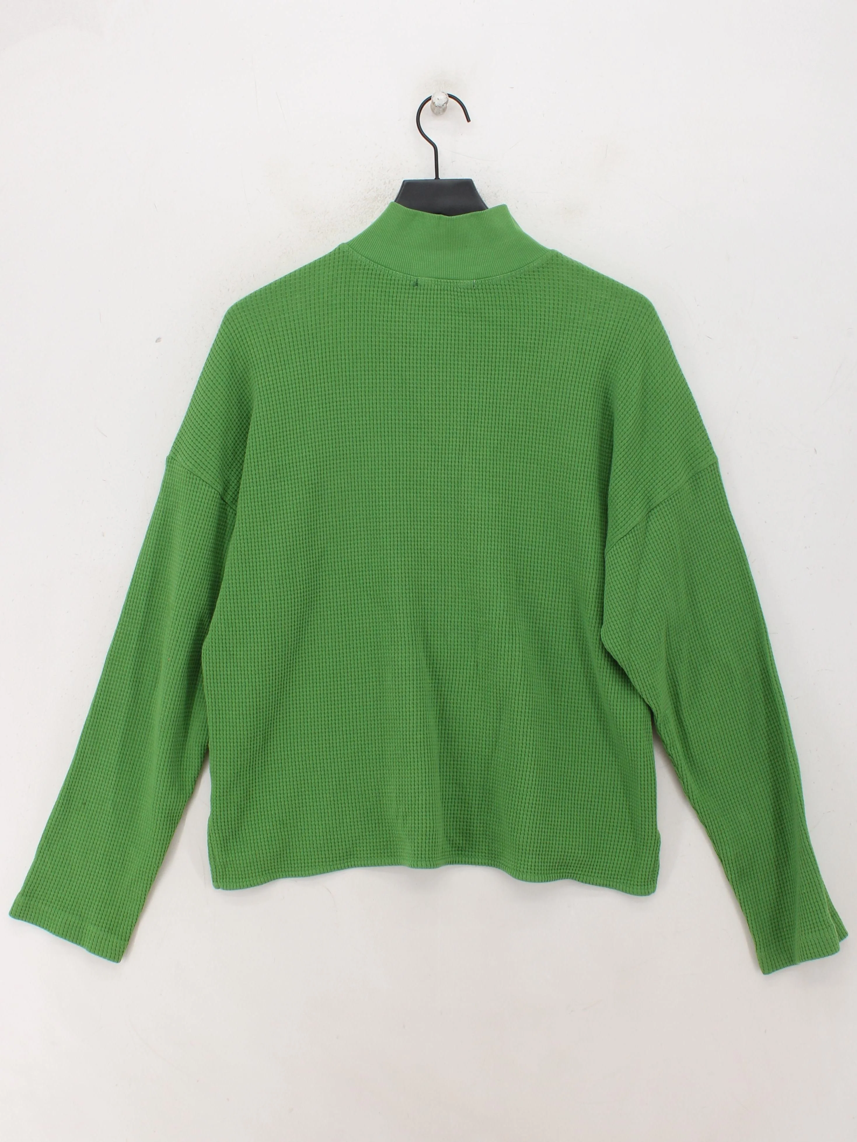 Back Beat Co. Women's Top M Green 100% Cotton Long Sleeve Mock Neck Basic - Image 2