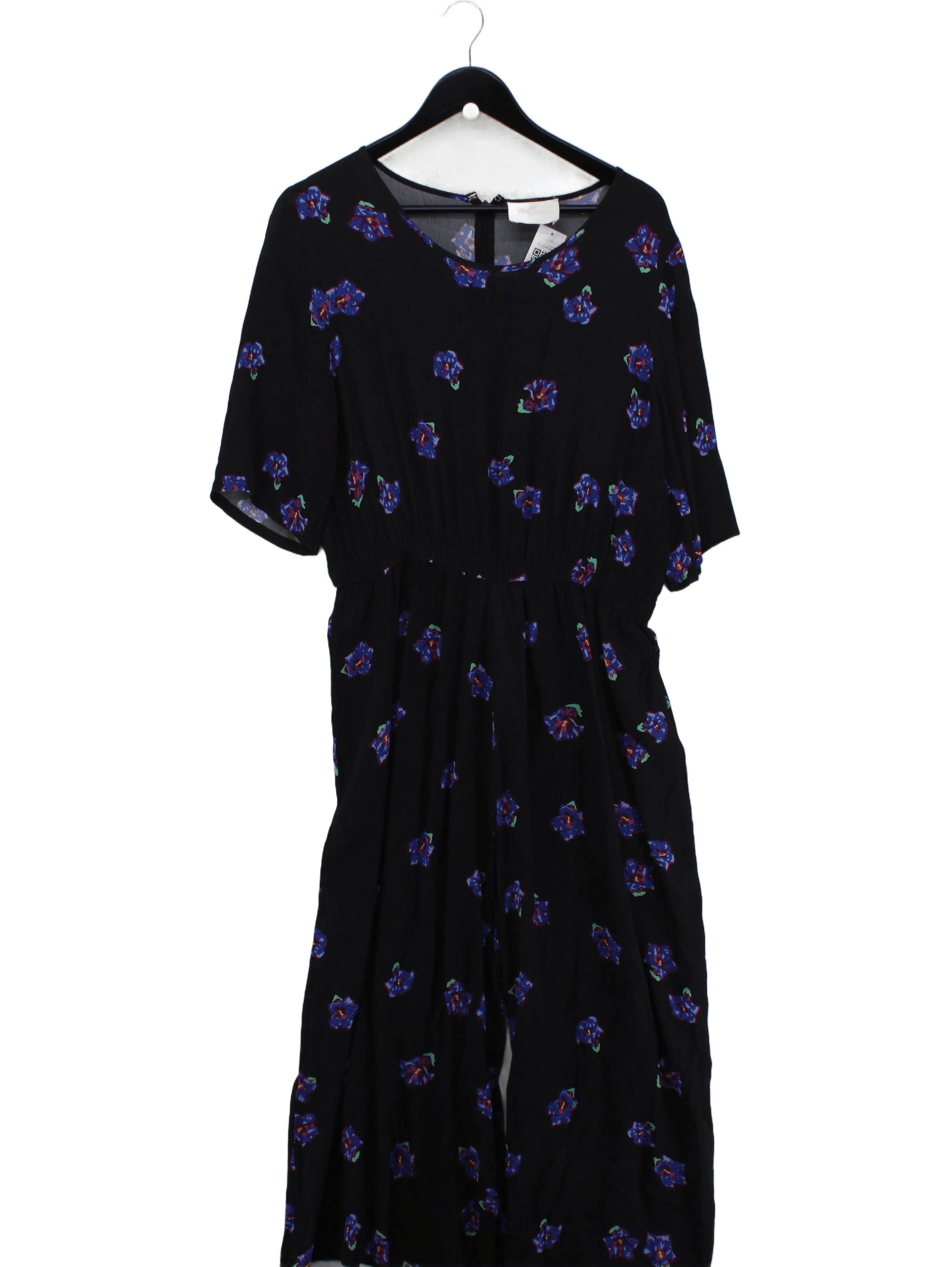 Bailey & Buetow Women's Jumpsuit L Black Floral 100% Other Wide-Leg Jumpsuit