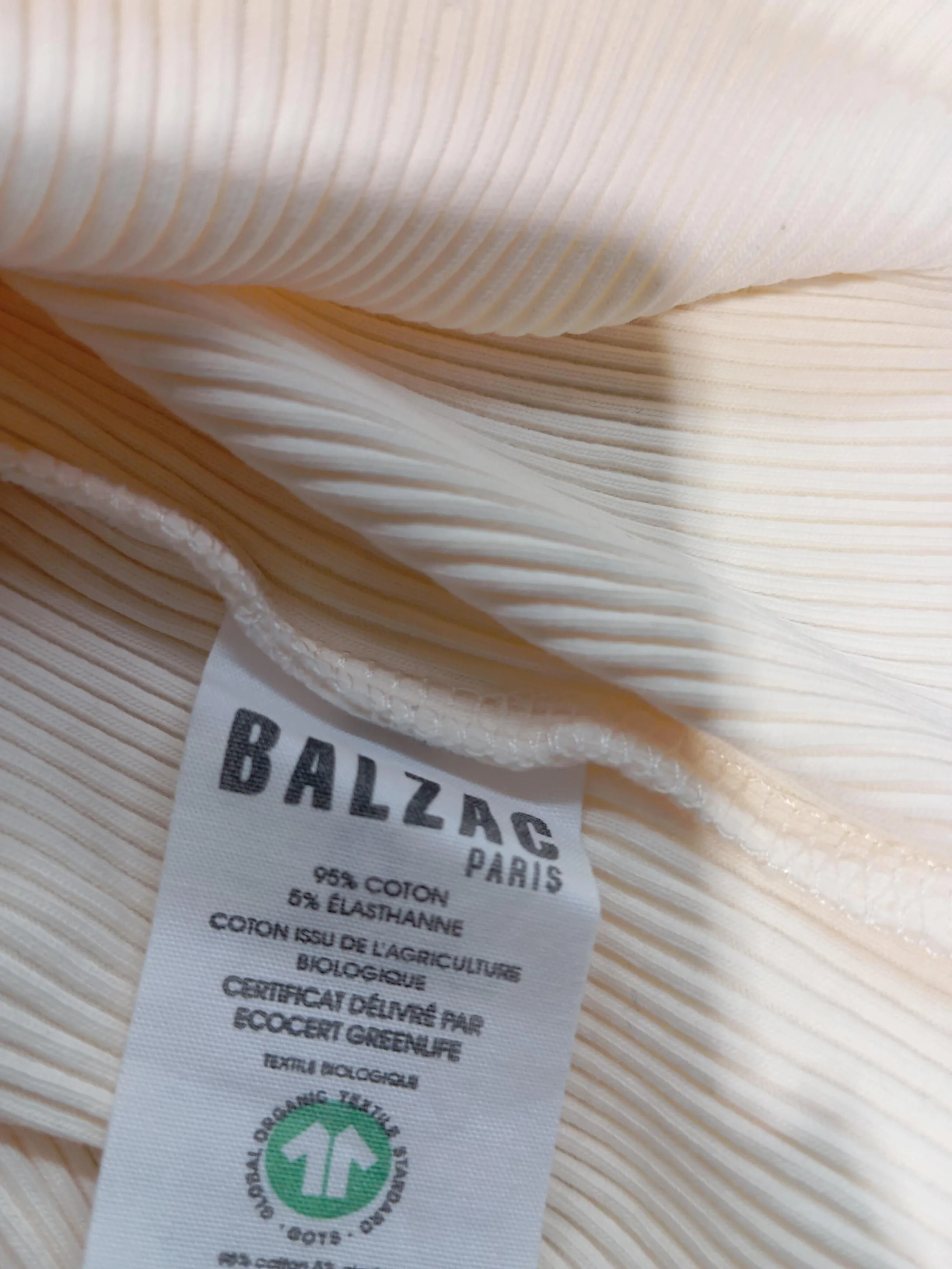 Balzac Paris Women's T-Shirt M Cream Cotton with Elastane Basic - Image 6