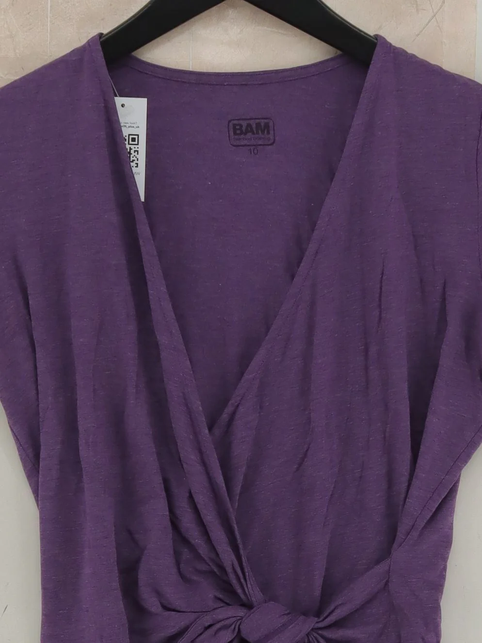 Bam Bamboo Clothing Women's Top UK 10 Purple Viscose with Cotton, Elastane Basic - Image 3