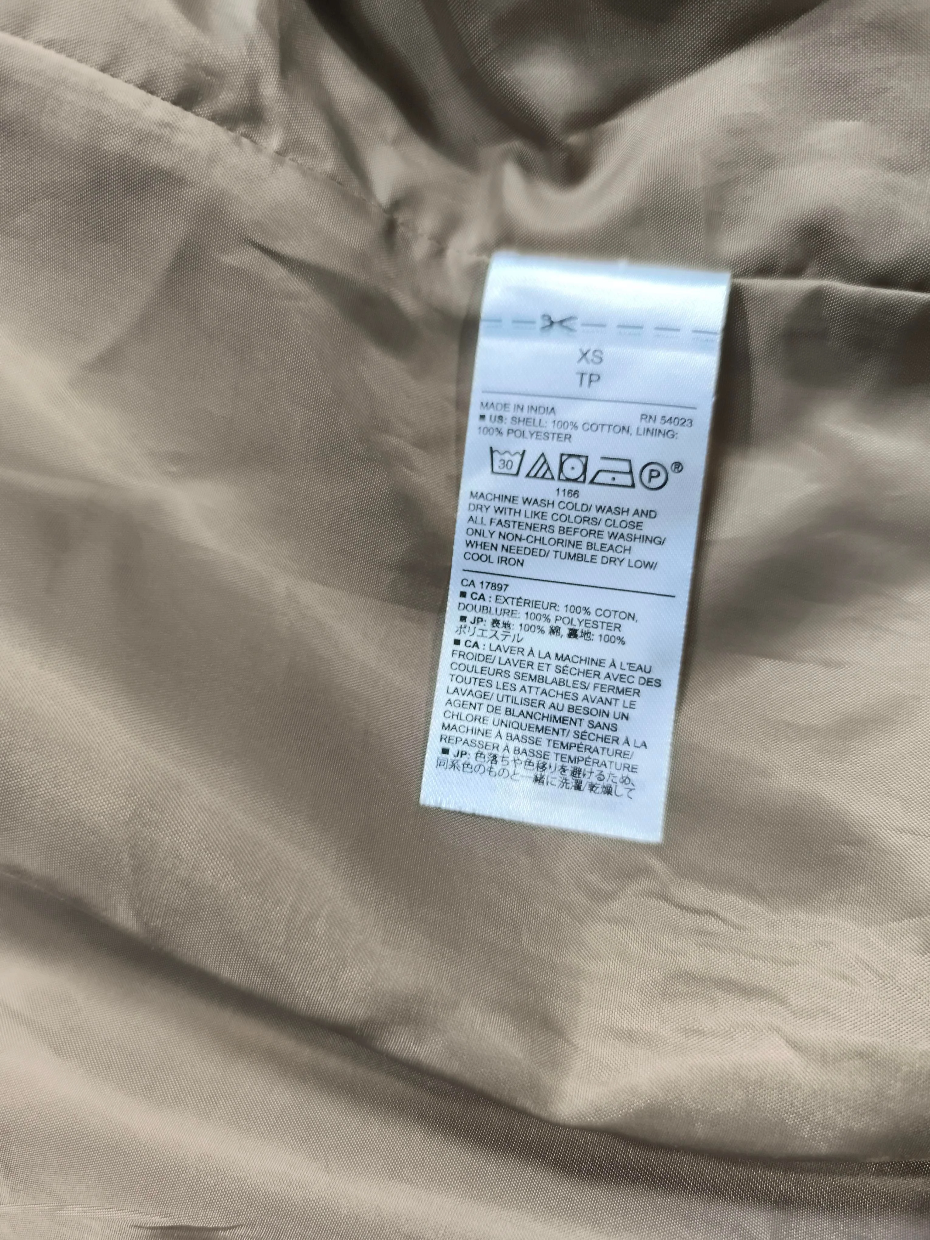 Banana Republic Men's Coat XS Tan Checkered Cotton with Polyester Trench Coat - Image 6