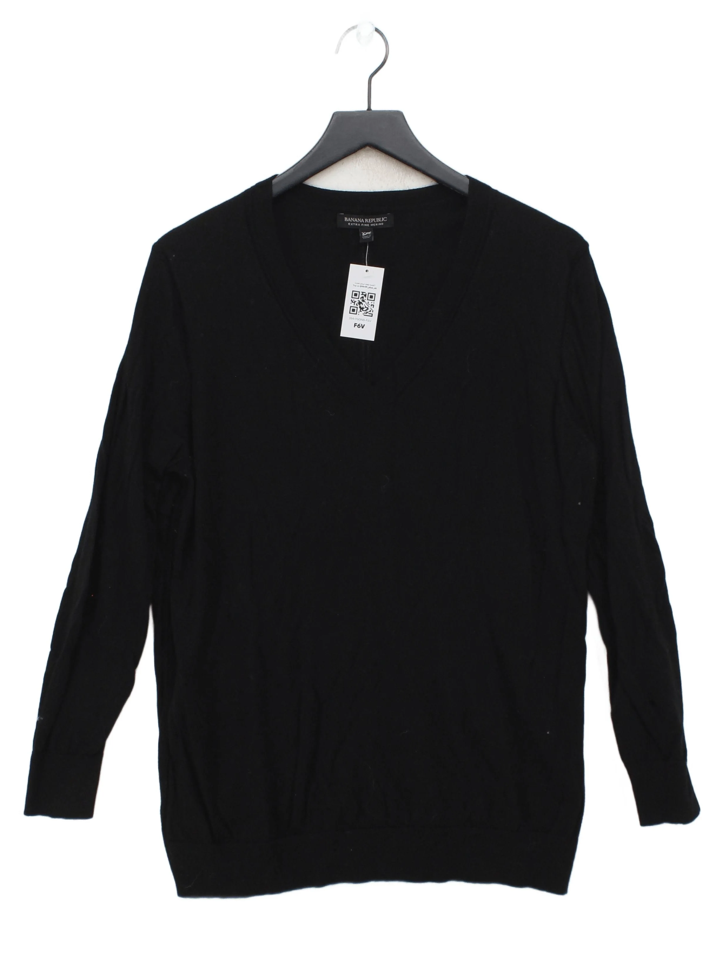 Banana Republic Men's Jumper XXL Black 100% Wool V-Neck Pullover