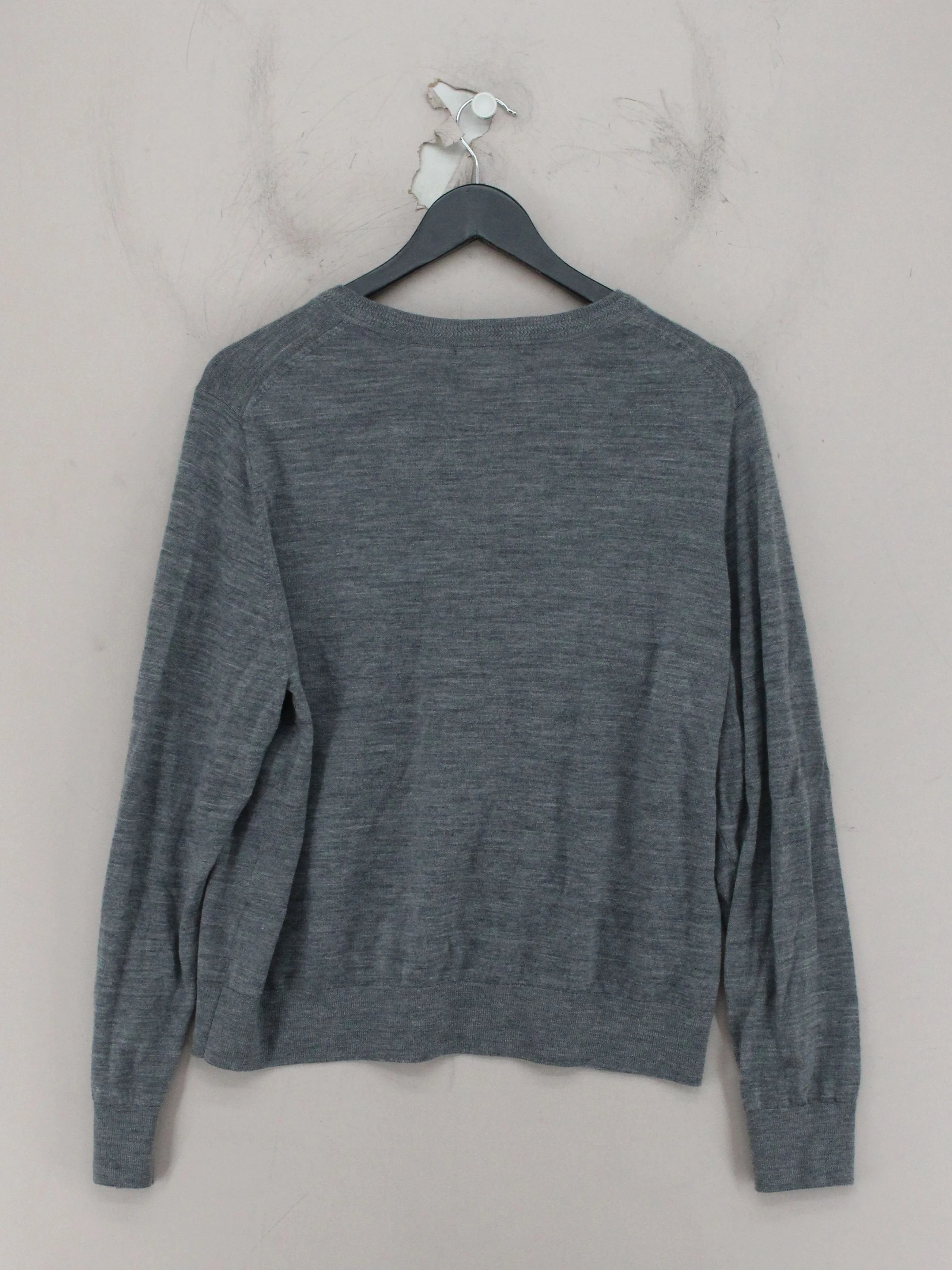Banana Republic Women's Cardigan XL Grey 100% Wool Round Neck Cardigan - Image 2