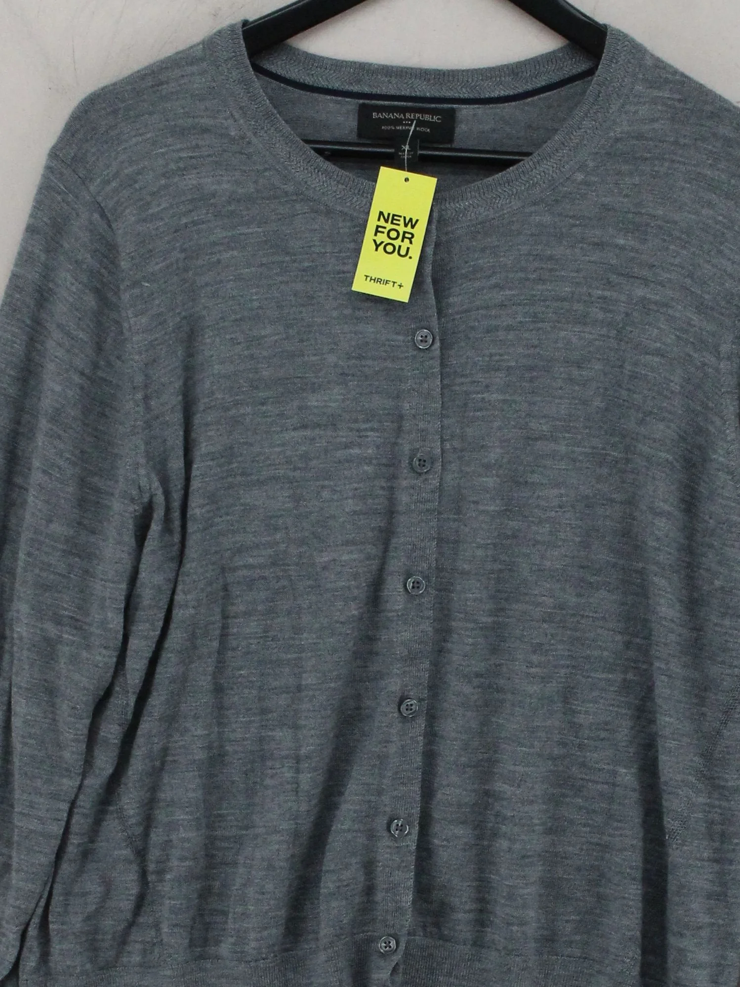 Banana Republic Women's Cardigan XL Grey 100% Wool Round Neck Cardigan - Image 3