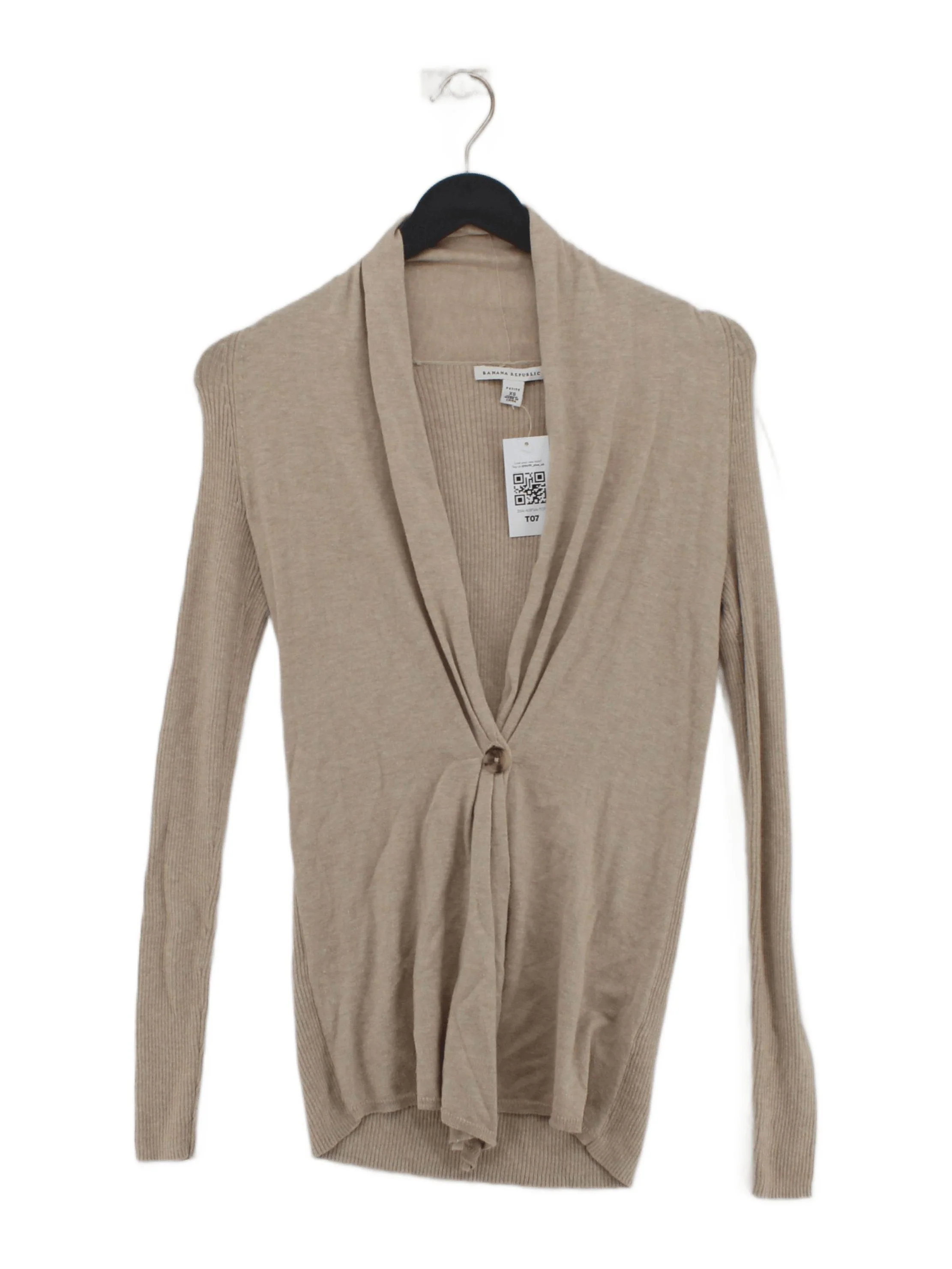 Banana Republic Women's Cardigan XS Tan Cotton with Cashmere V-Neck Cardigan