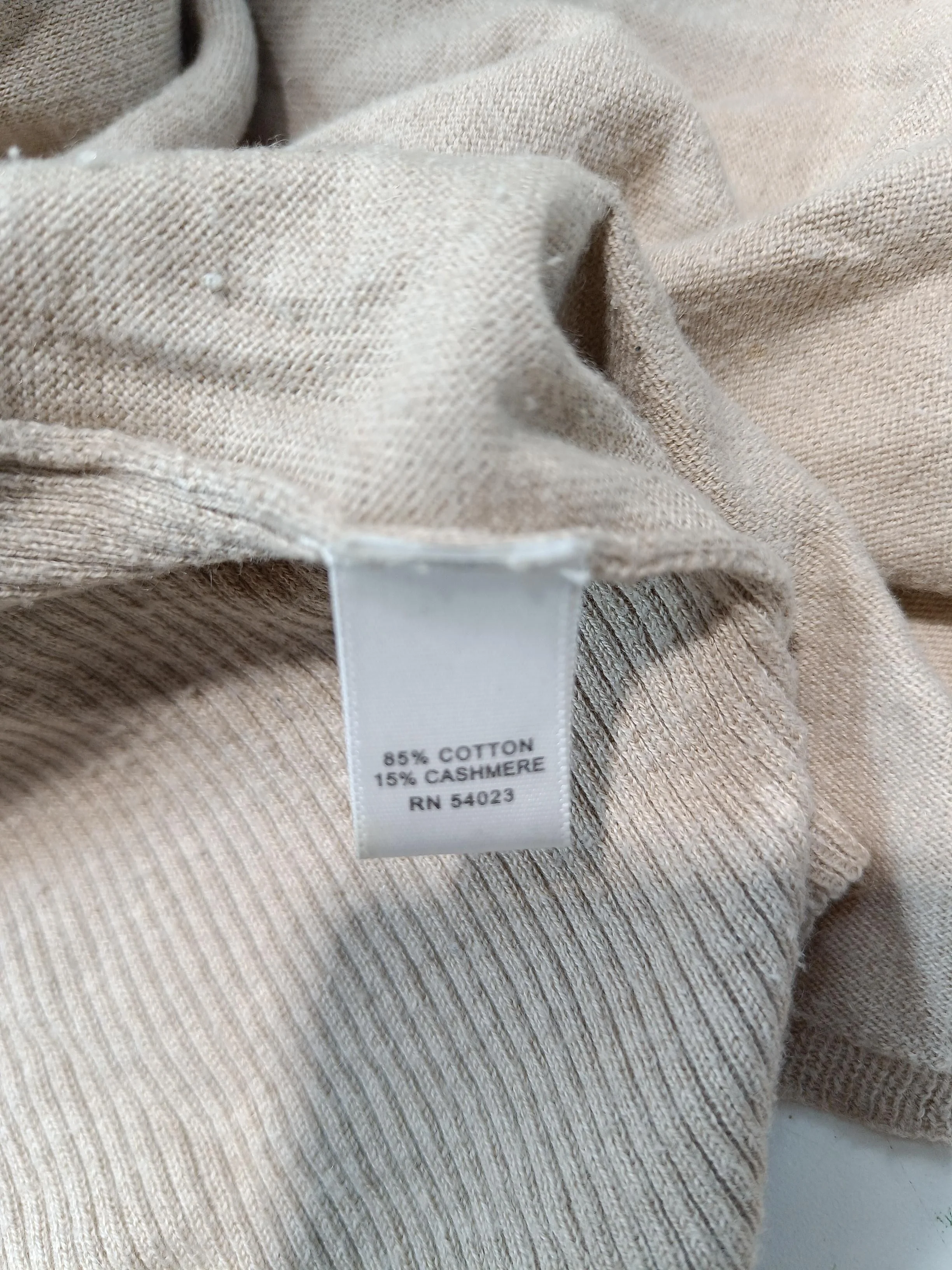 Banana Republic Women's Cardigan XS Tan Cotton with Cashmere V-Neck Cardigan - Image 6