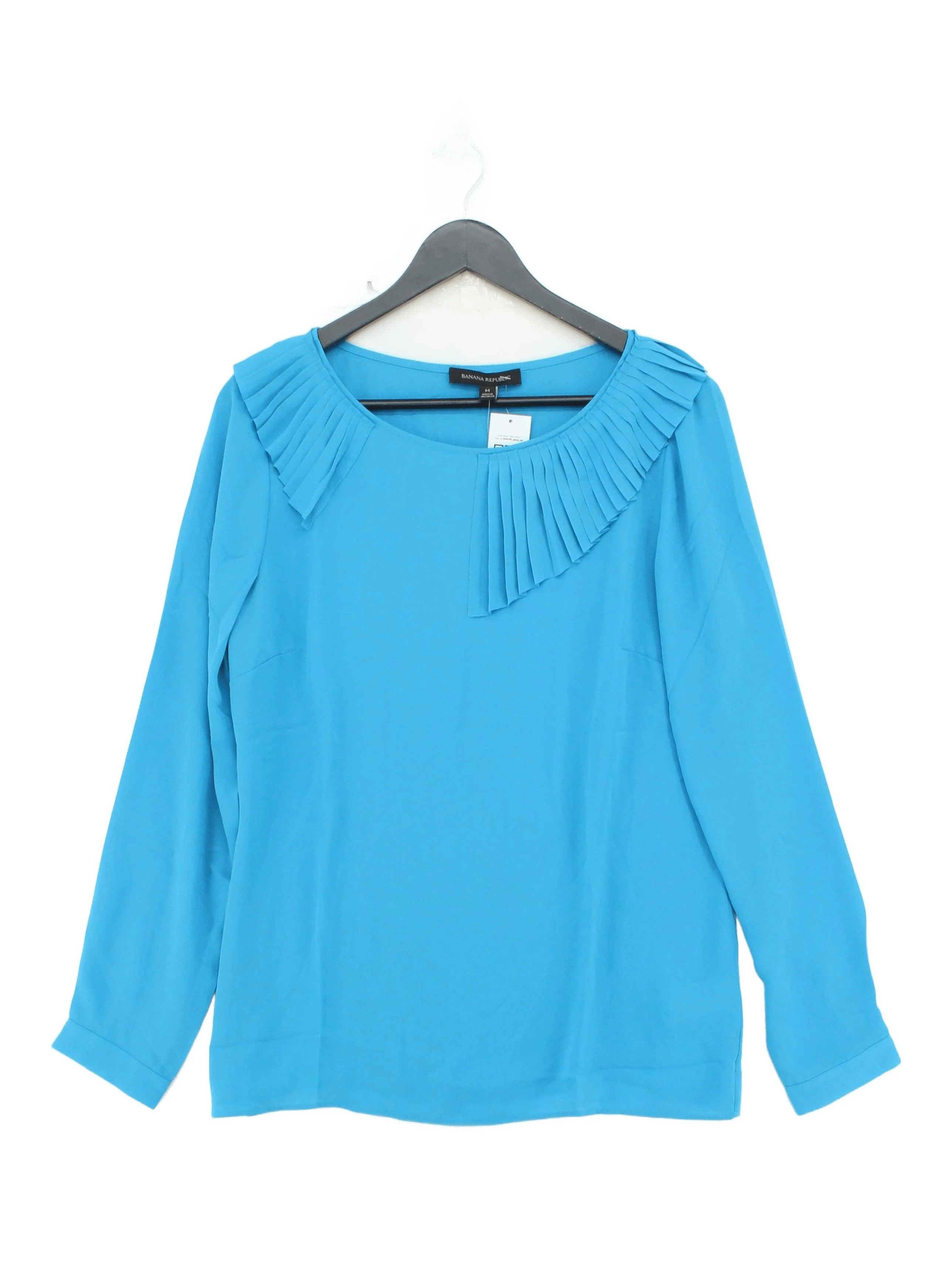 Banana Republic Women's Top M Blue 100% Polyester Long Sleeve Round Neck Basic