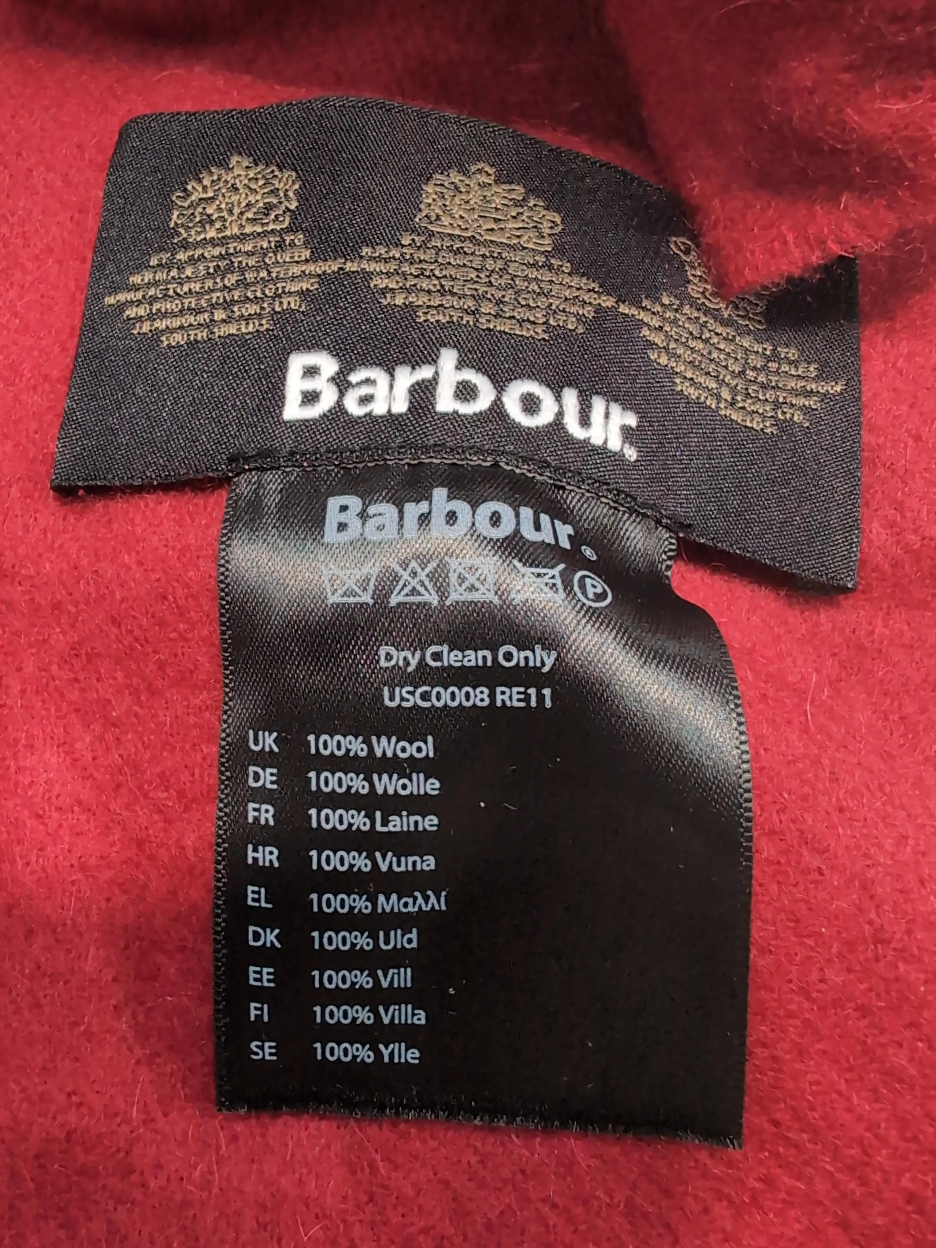 Barbour Men's Scarf Red 100% Wool Scarf - Image 6