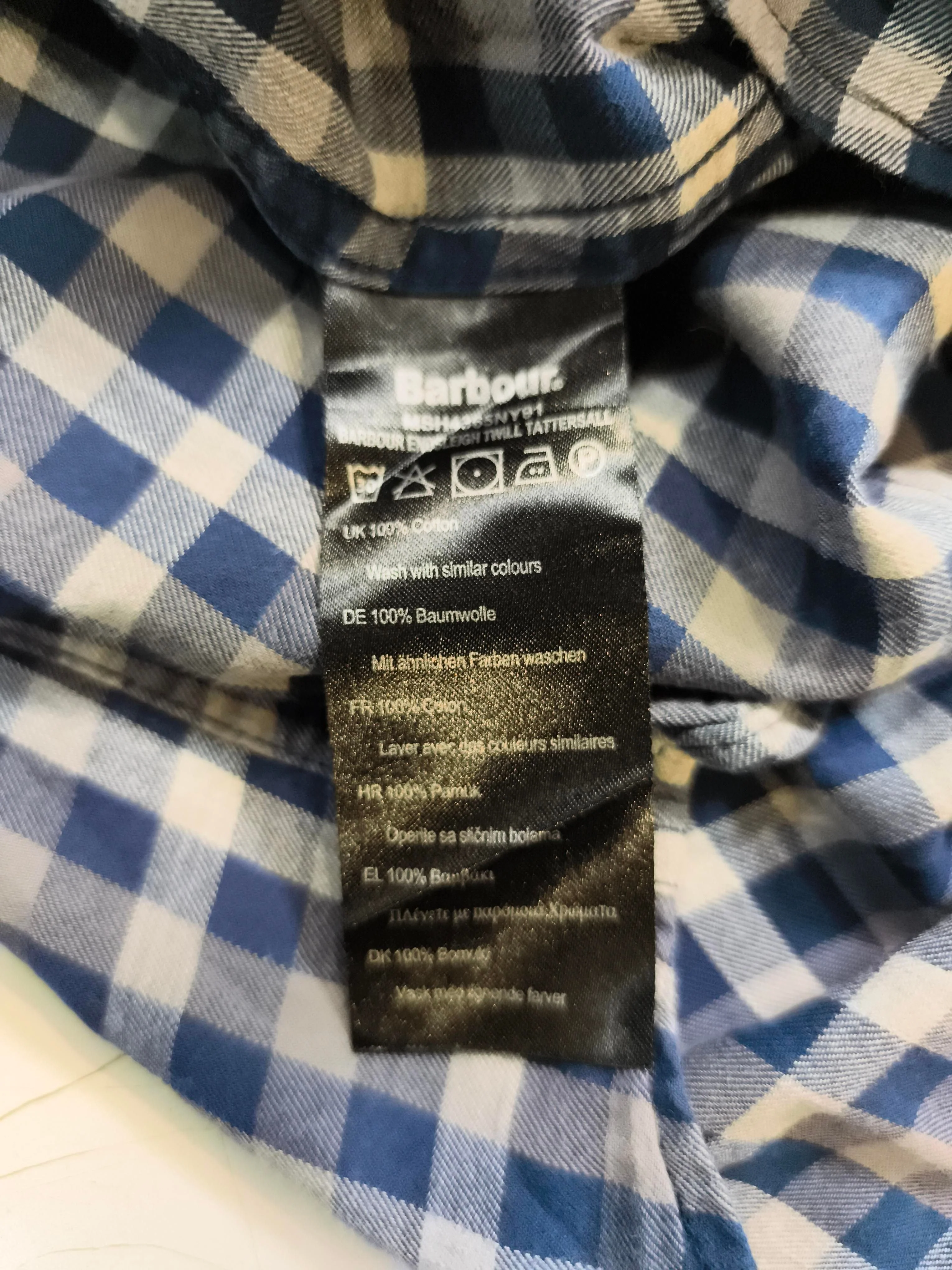 Barbour Men's Shirt M Blue Checkered 100% Cotton Basic - Image 6