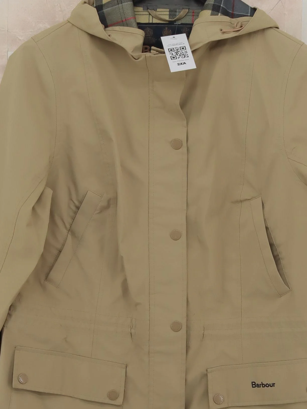 Barbour Women's Coat UK 14 Tan Checkered 100% Polyester Rain Coat - Image 3