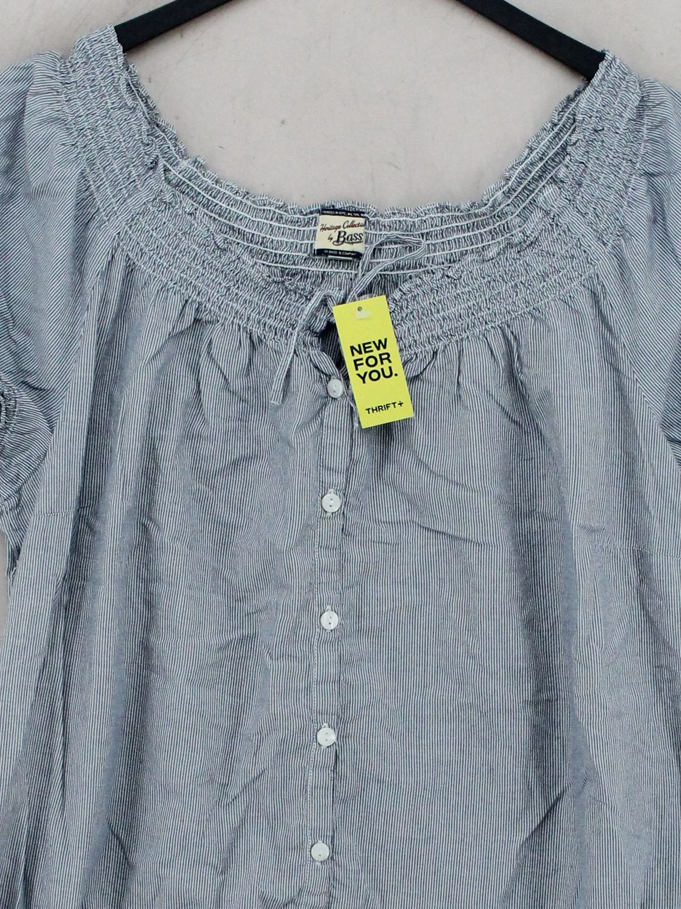 Bass Women's Top XXL Blue Striped 100% Cotton Short Sleeve Round Neck Basic - Image 3