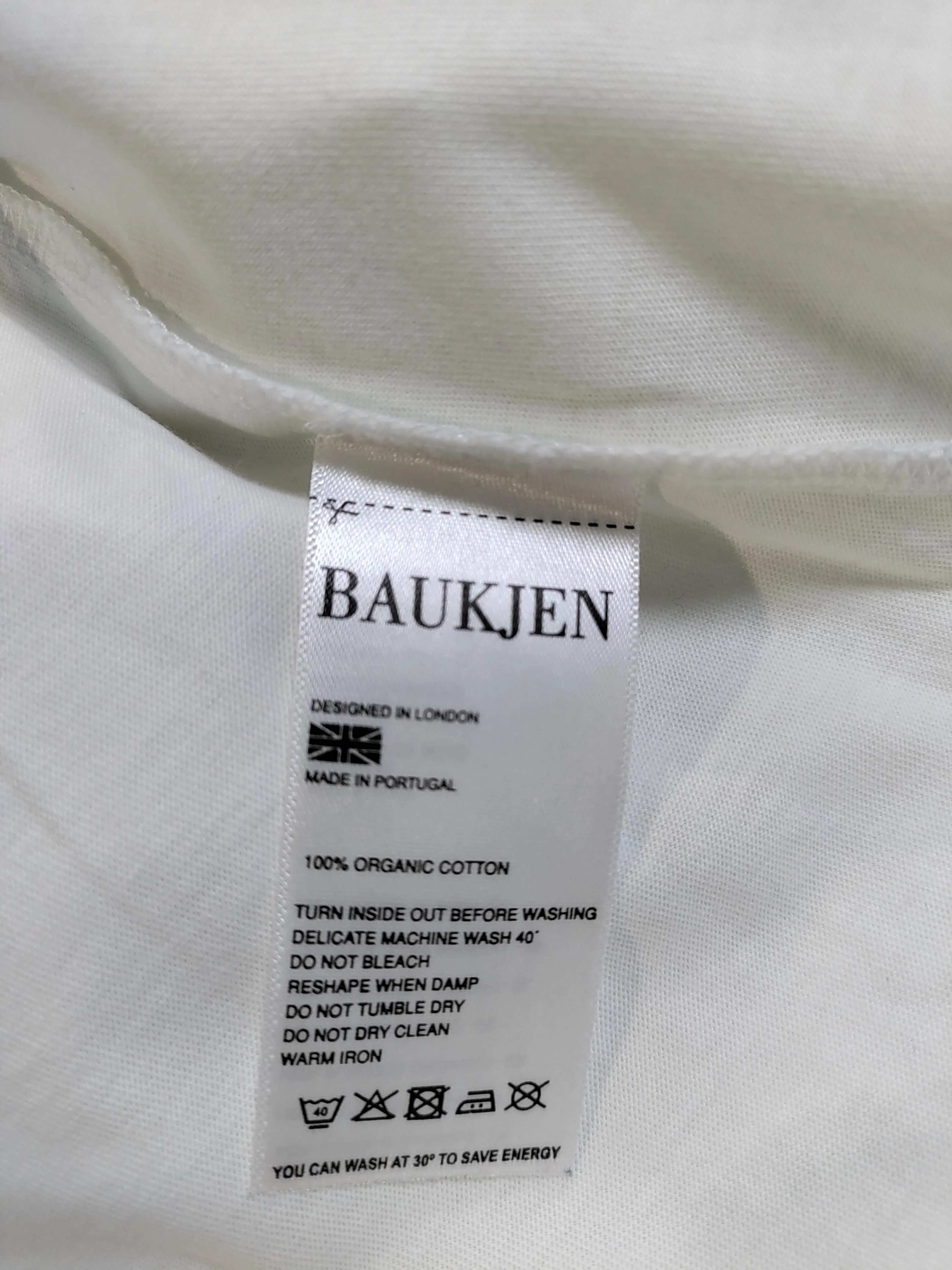 Baukjen Women's Top UK 12 White 100% Cotton 3/4 Sleeve Round Neck Basic - Image 6