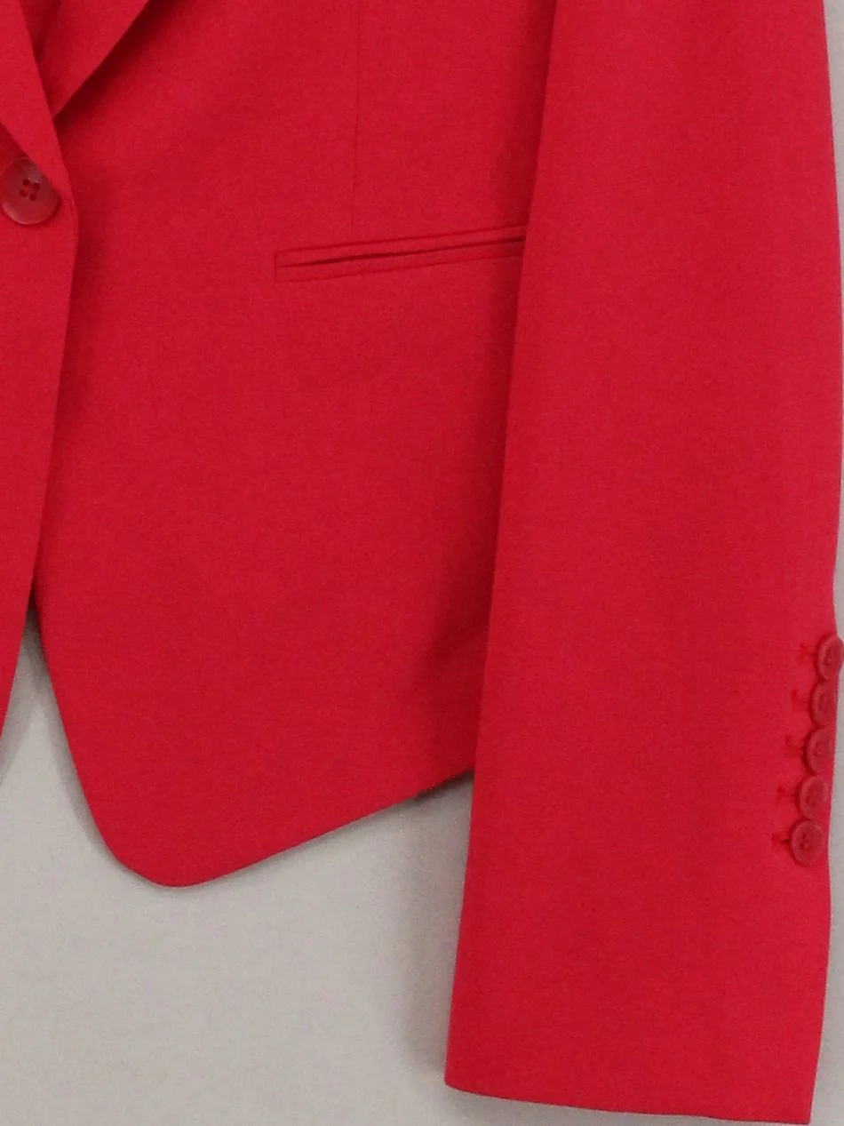 BCBGMAXAZRIA Women's Blazer M Red Rayon with Nylon, Spandex Overcoat - Image 4
