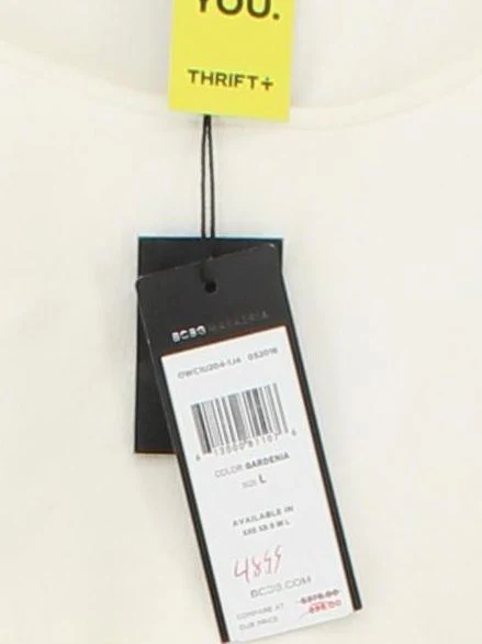 BCBGMAXAZRIA Women's Top L Cream Cotton with Nylon, Spandex Cropped - Image 4