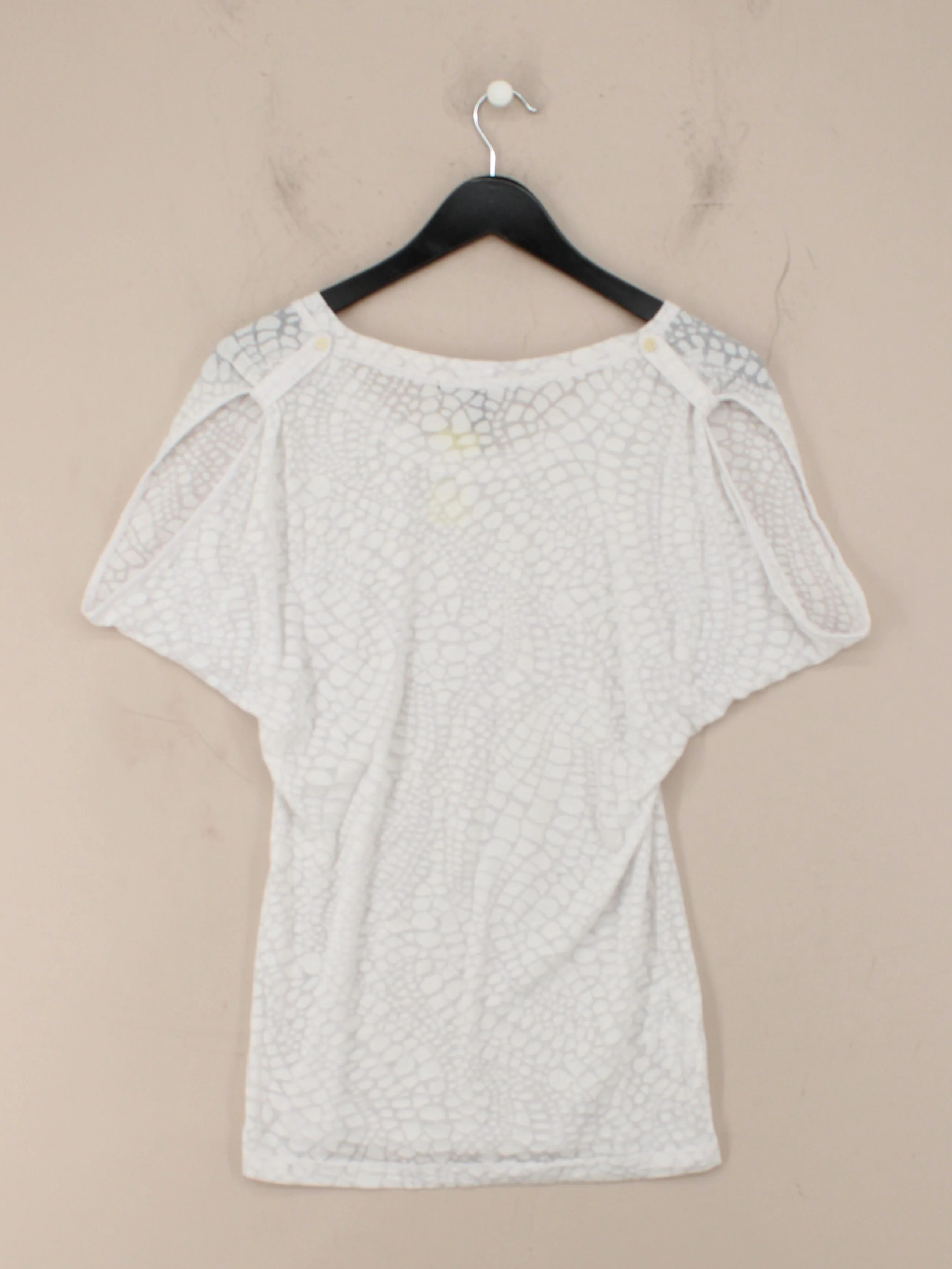 BCBGMAXAZRIA Women's Top S White Polyester with Cotton Basic - Image 2