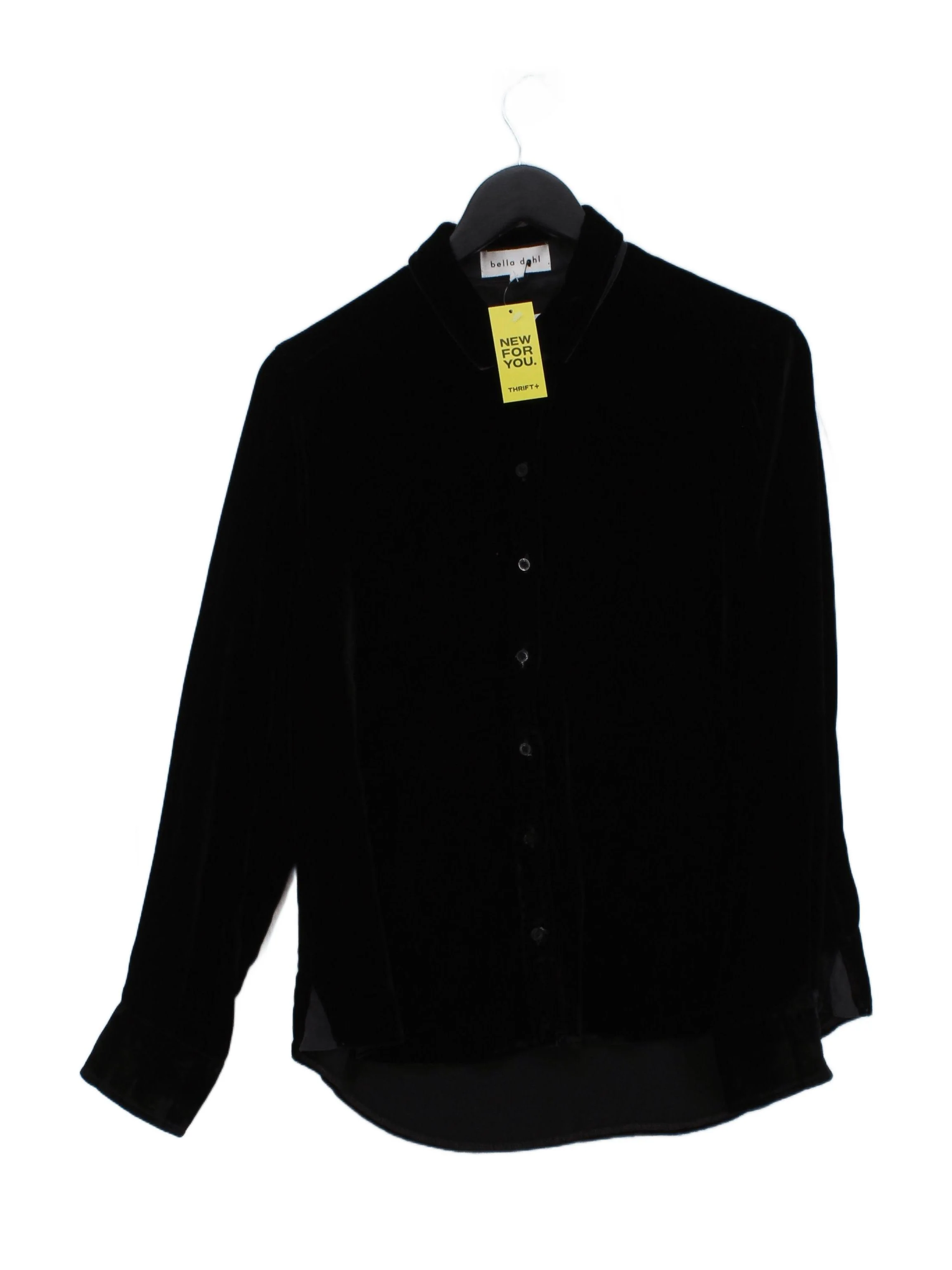 Bella Dahl Women's Shirt S Black Rayon with Silk Long Sleeve Collared Basic