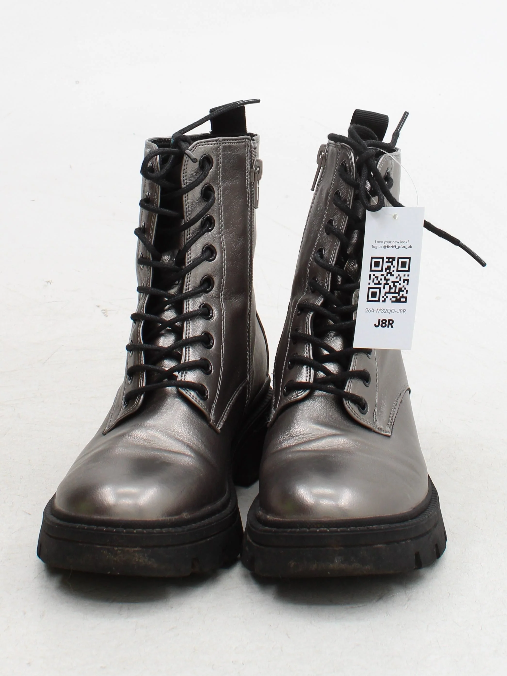 Bellissimo Women's Boots UK 5 Silver 100% Faux Leather Combat - Image 2