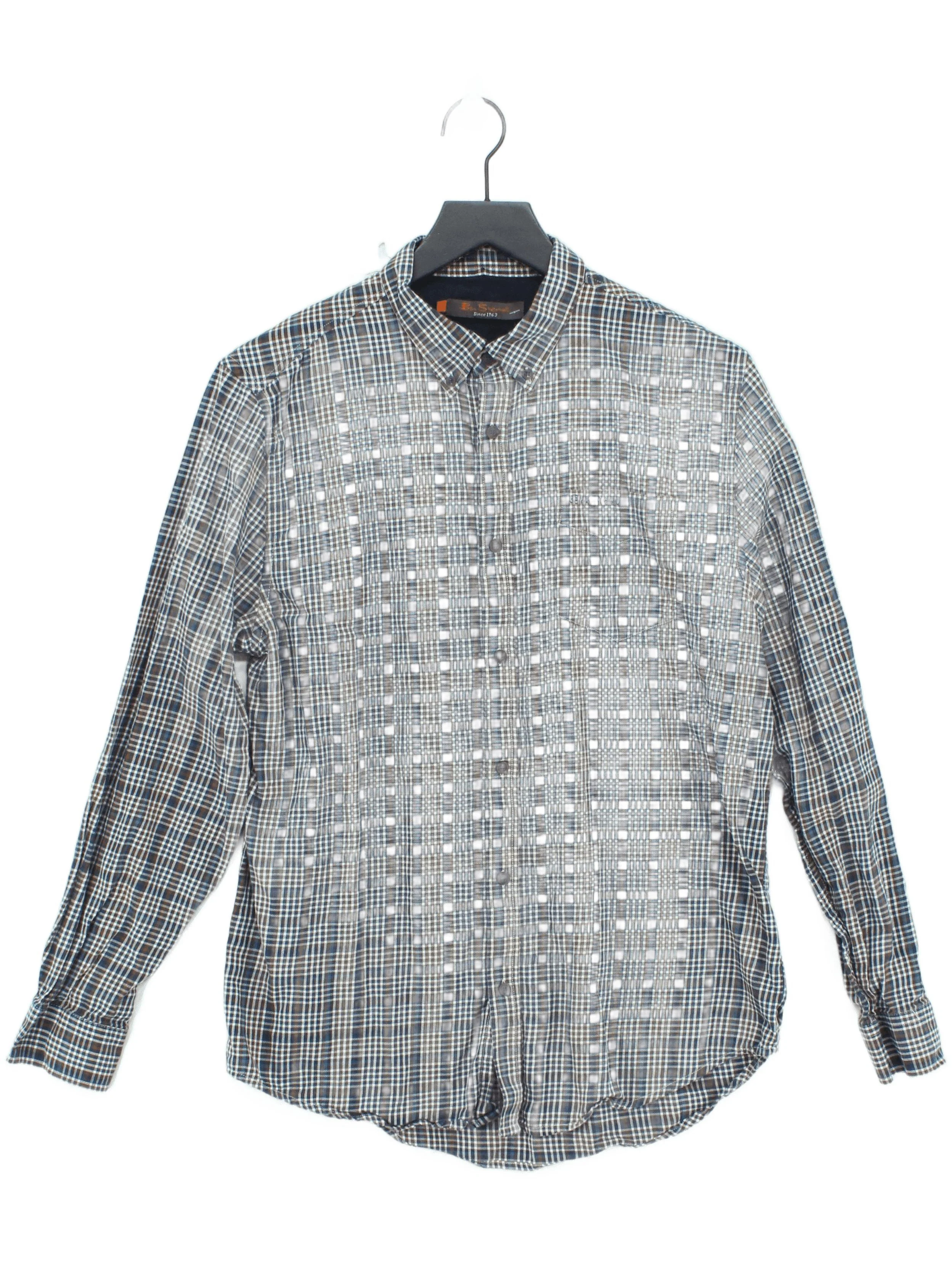Ben Sherman Men's Shirt L Multi Checkered 100% Cotton Basic