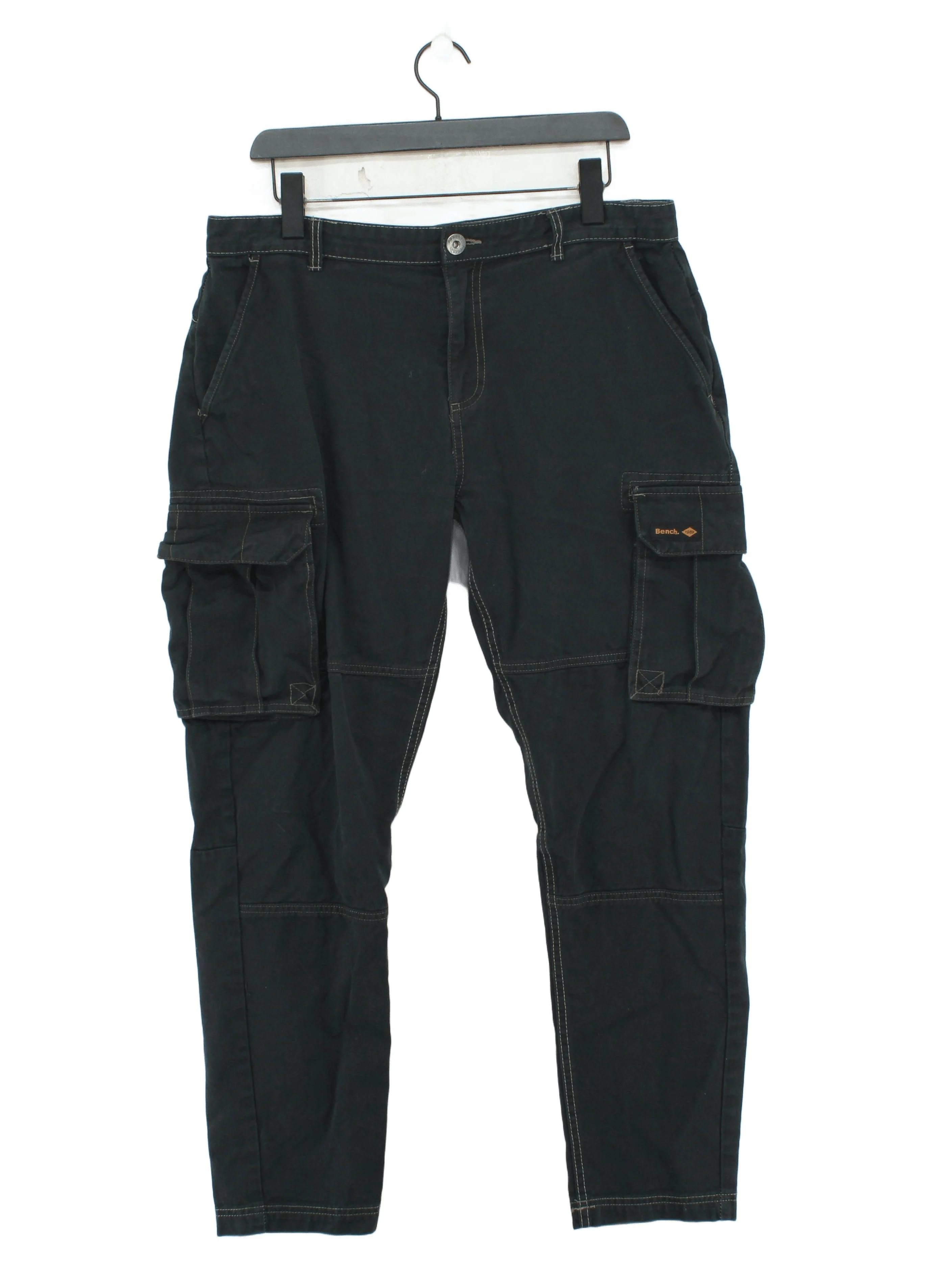 Bench Men's Trousers W 34 in Black 100% Cotton Straight Cargo