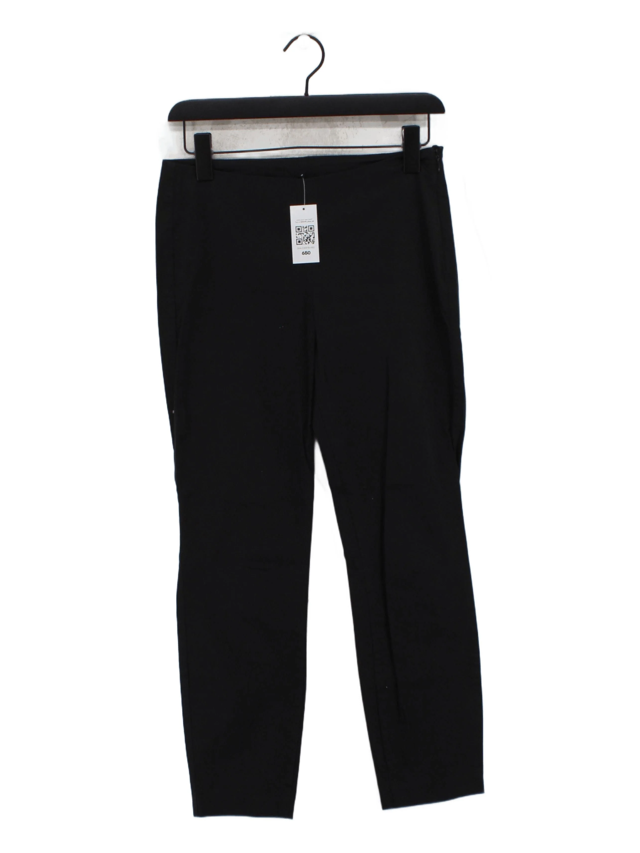 Benetton Women's Trousers UK 8 Black Cotton with Elastane Tapered Cropped