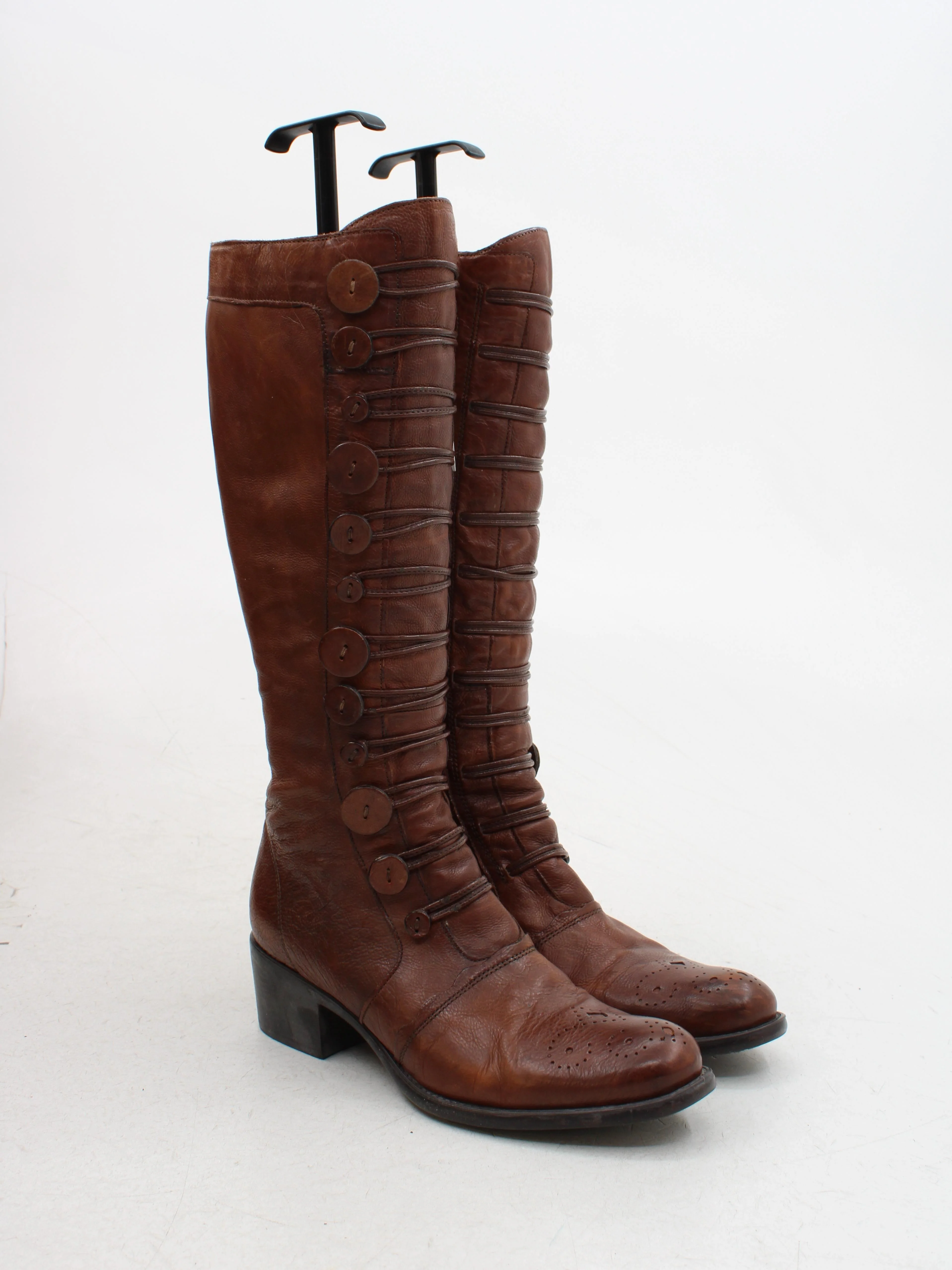 Berluti Women's Boots UK 7 Brown 100% Leather Combat - Image 4