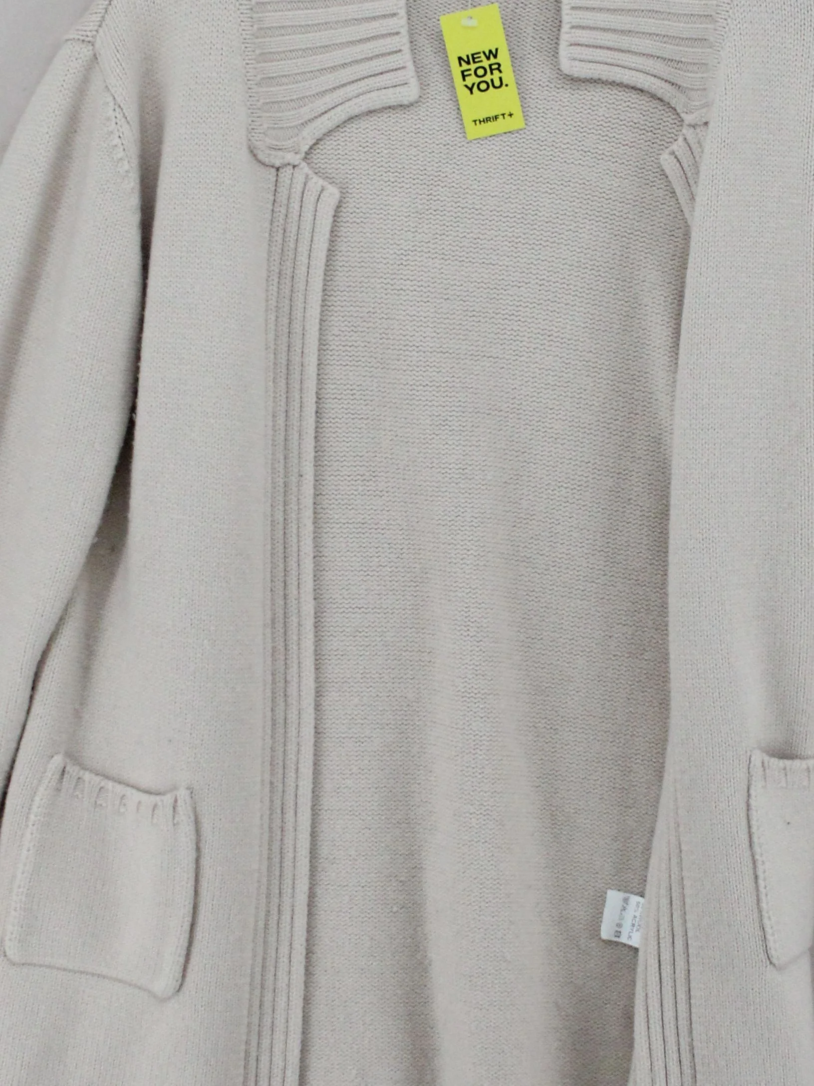 Betty Jackson Women's Cardigan UK 14 Cream Wool with Acrylic Collared Cardigan - Image 3