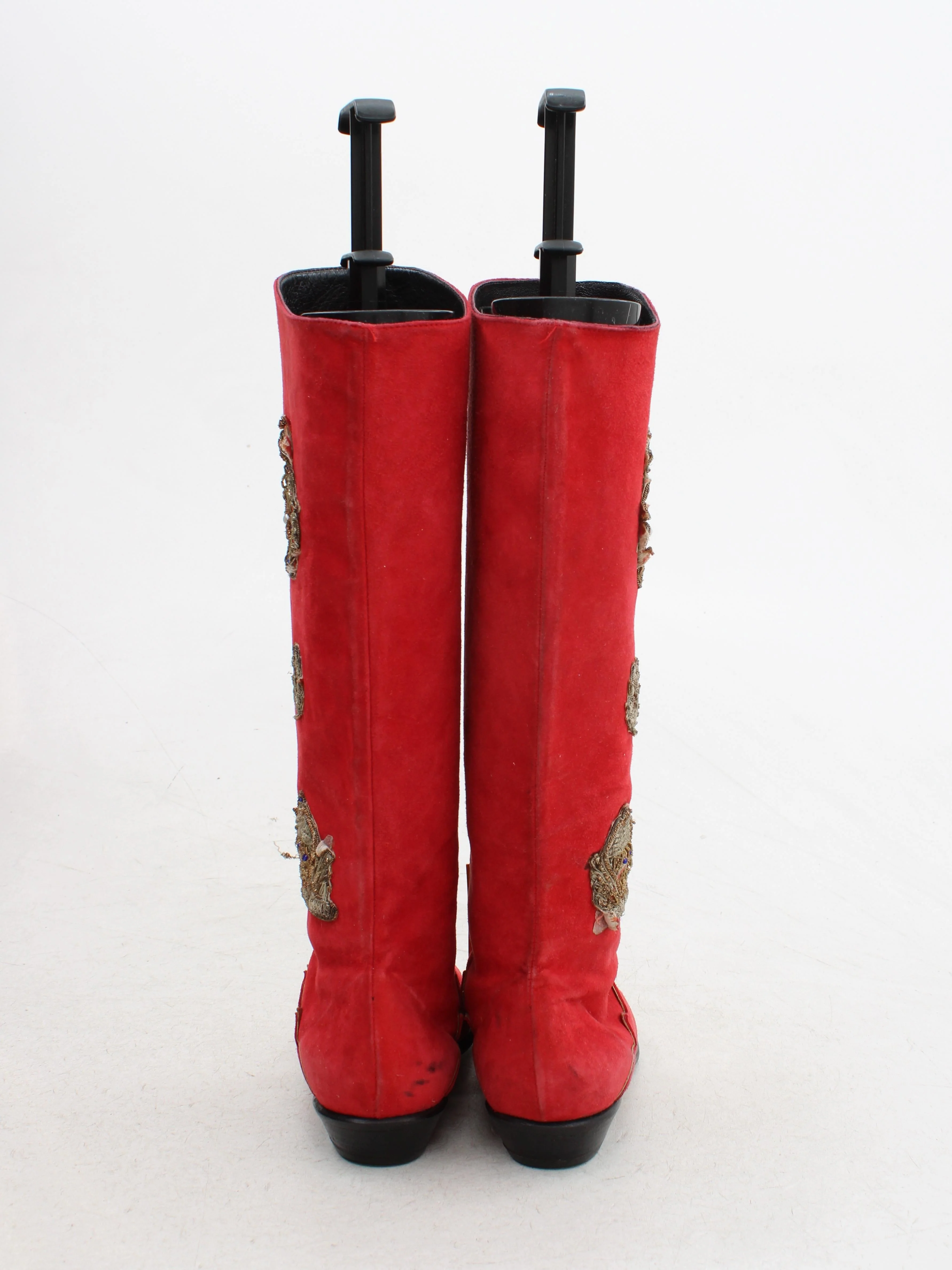 Beverly Feldman Women's Boots UK 5 Red 100% Suede Riding Boot - Image 3