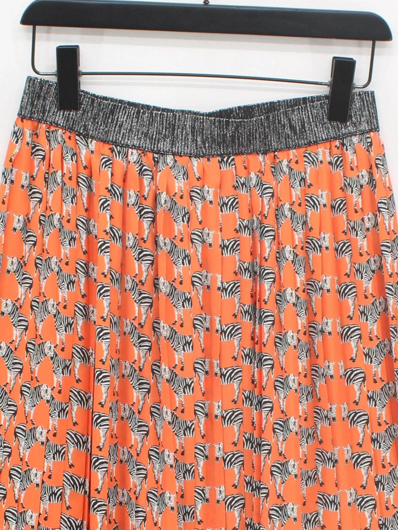 BIBA Women's Midi Skirt UK 10 Orange Animal Print 100% Polyester Midi Pleated - Image 3