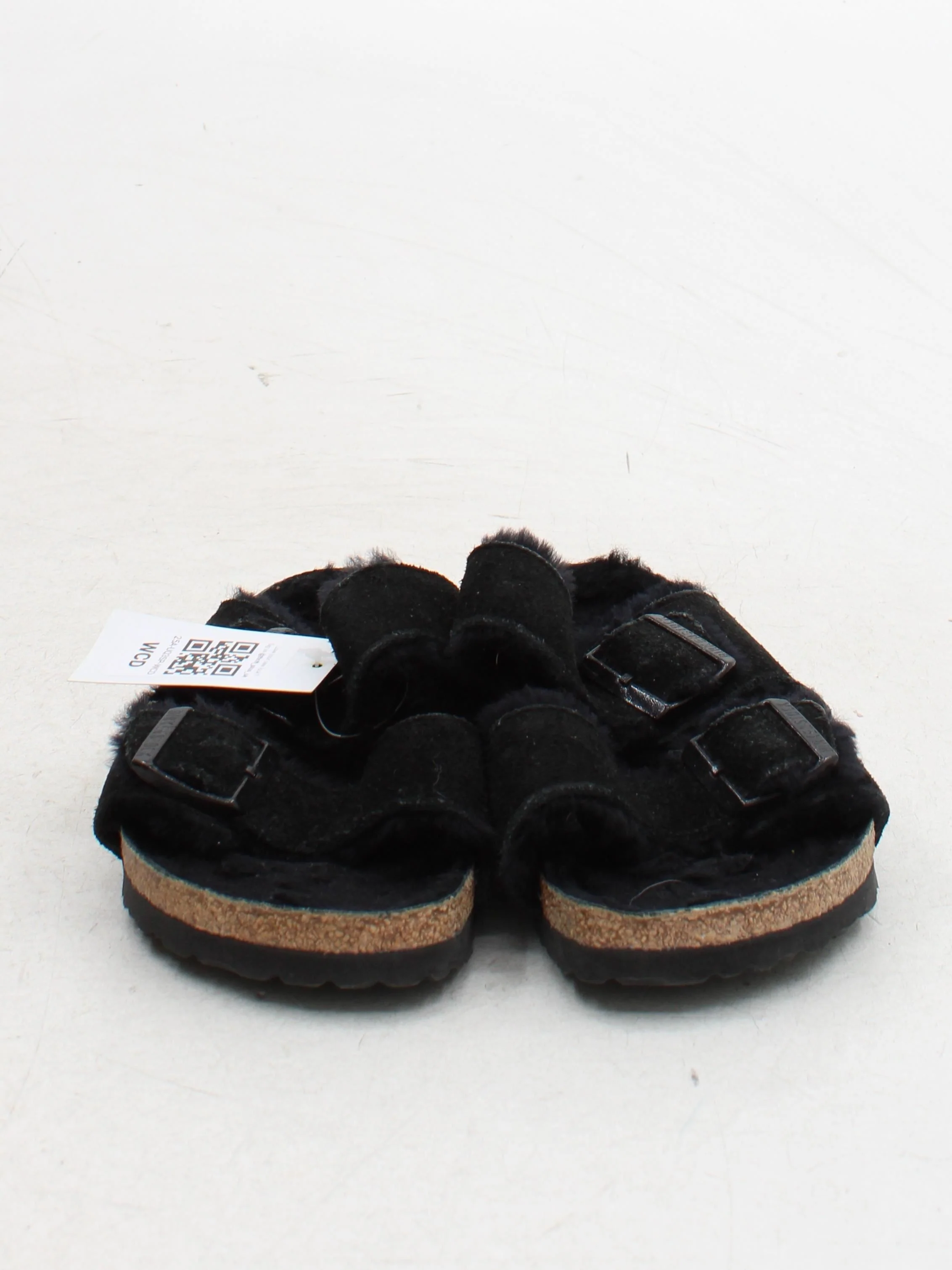 Birkenstock Women's Sandals UK 6 Black Suede with Faux Fur Slider - Image 2