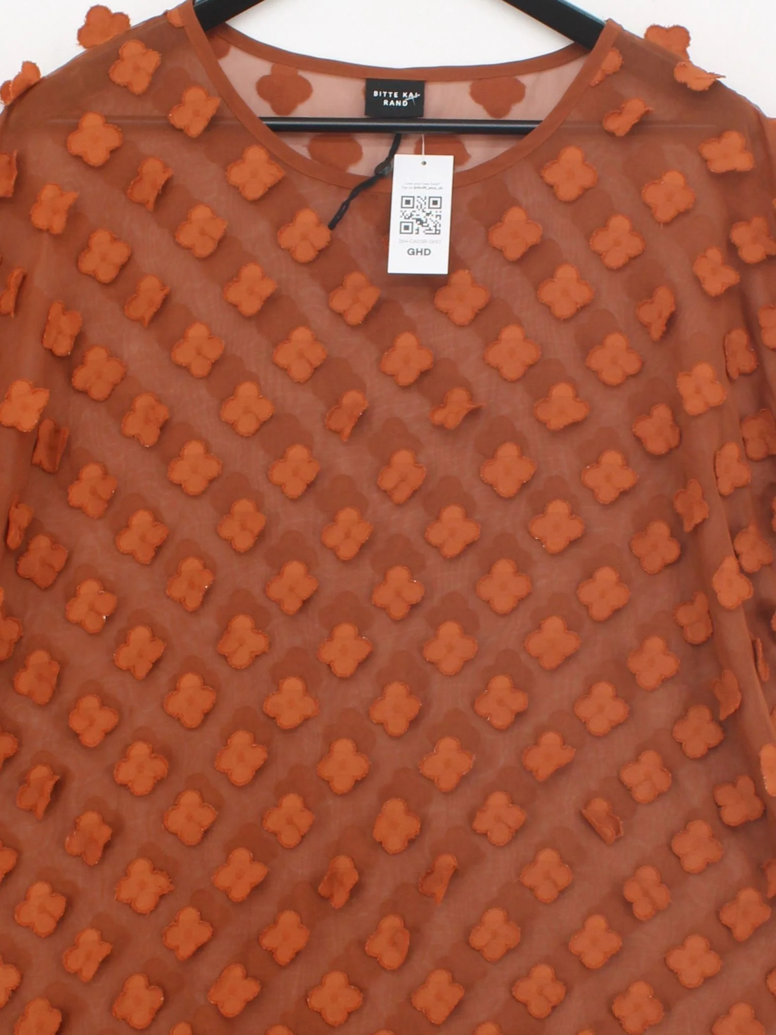Bitte Kai Rand Women's Top L Brown 100% Polyester Short Sleeve Round Neck Basic - Image 3