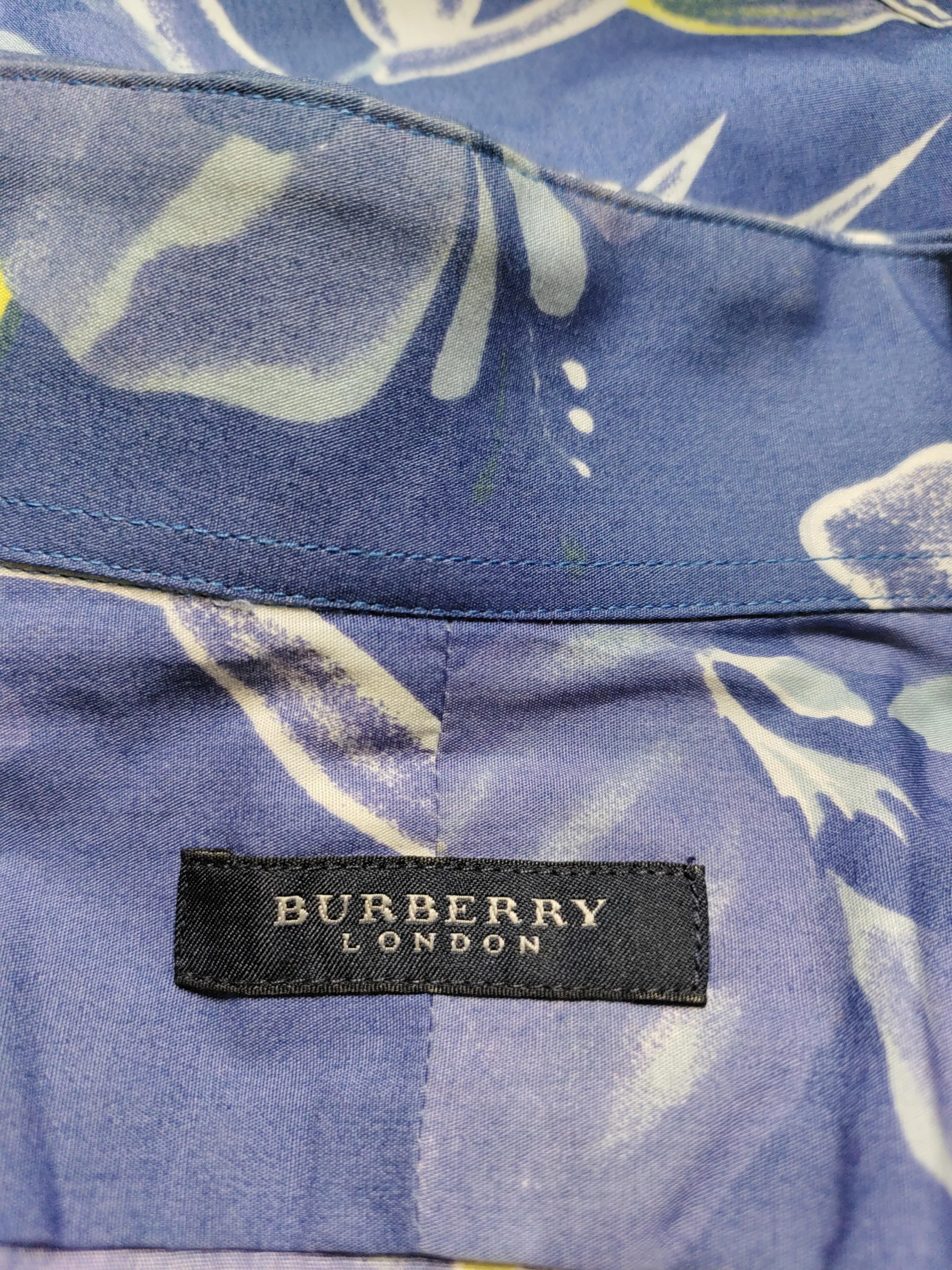Blueberry London Men's Shirt Collar: 16.5 in Blue Floral 100% Cotton Basic - Image 5