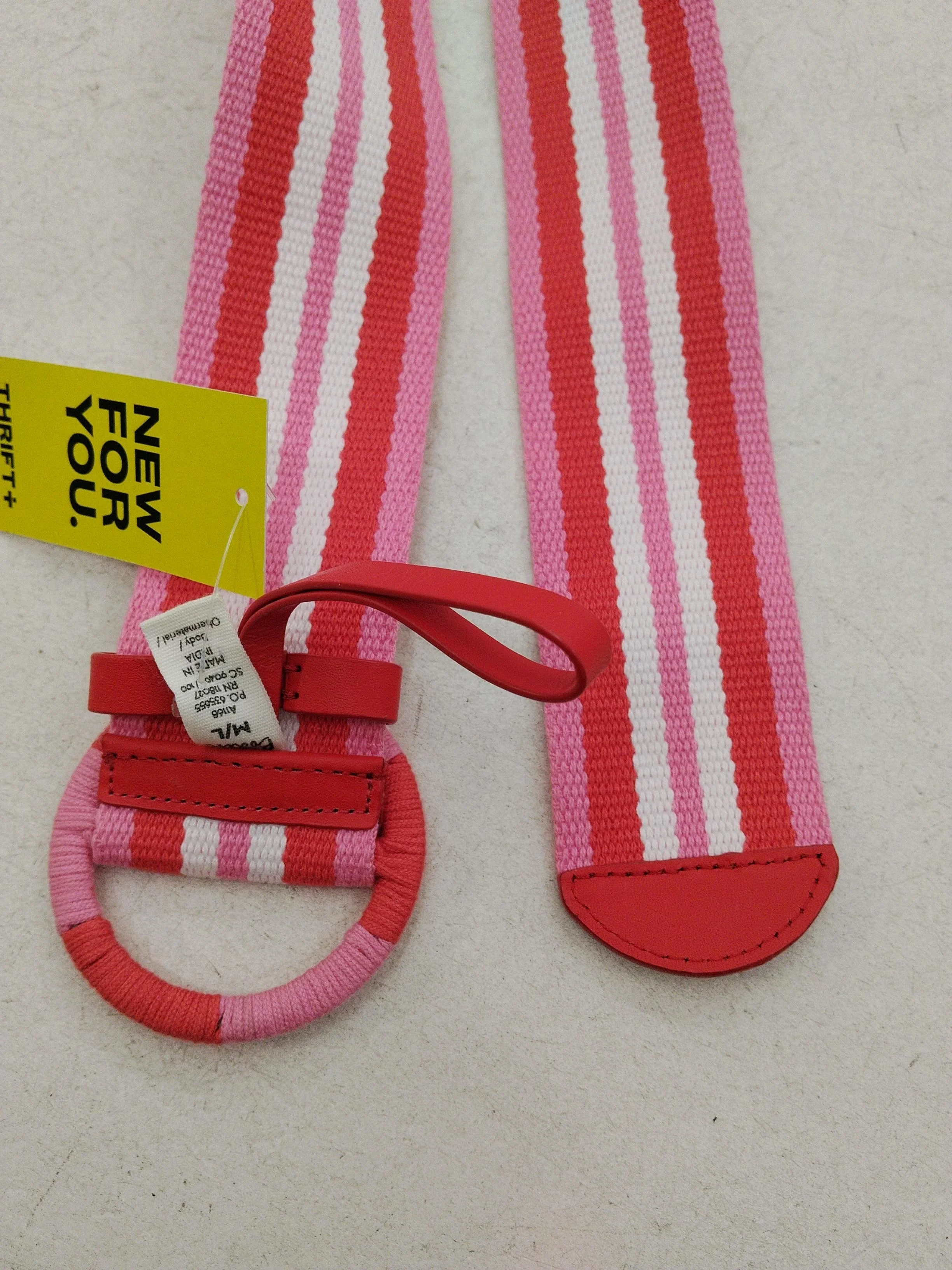 Boden Women's Belt M Pink Striped Polyester with Leather Basic Belt - Image 4