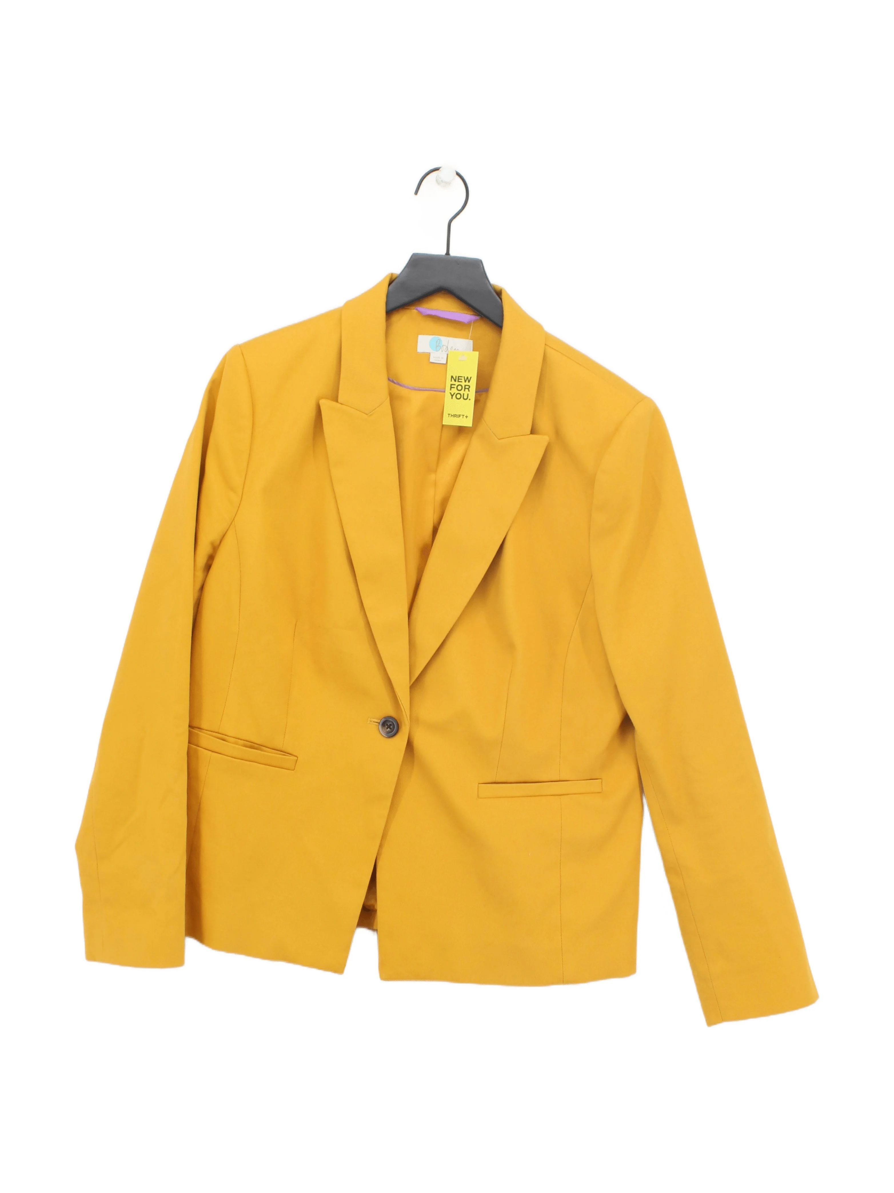 Boden Women's Blazer UK 18 Yellow Cotton with Elastane Overcoat