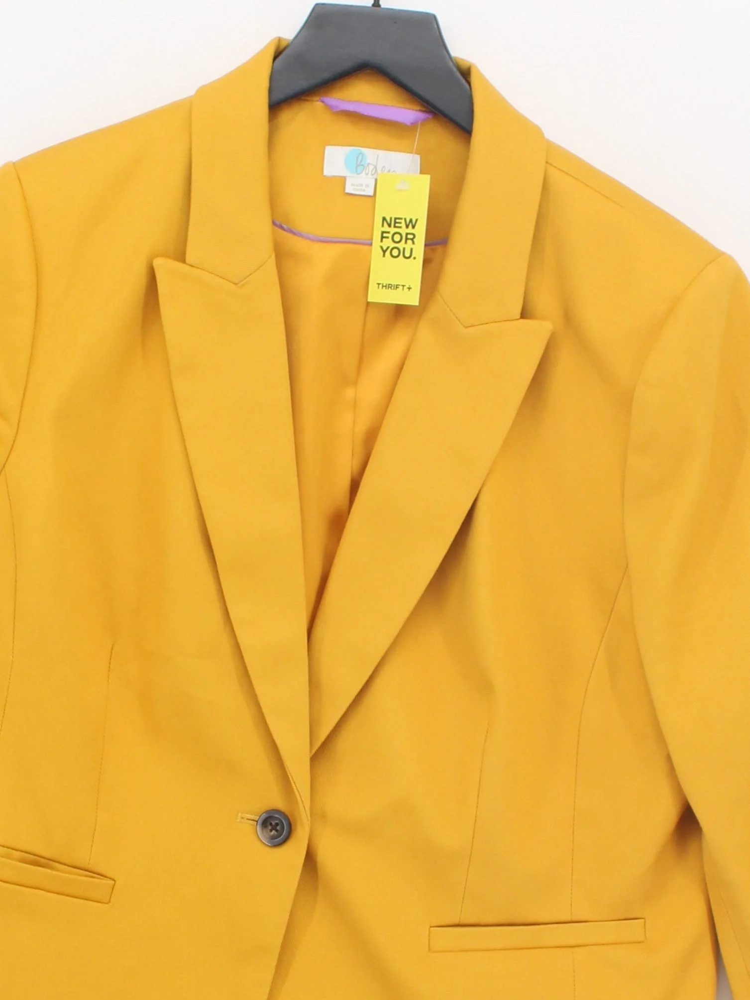 Boden Women's Blazer UK 18 Yellow Cotton with Elastane Overcoat - Image 3
