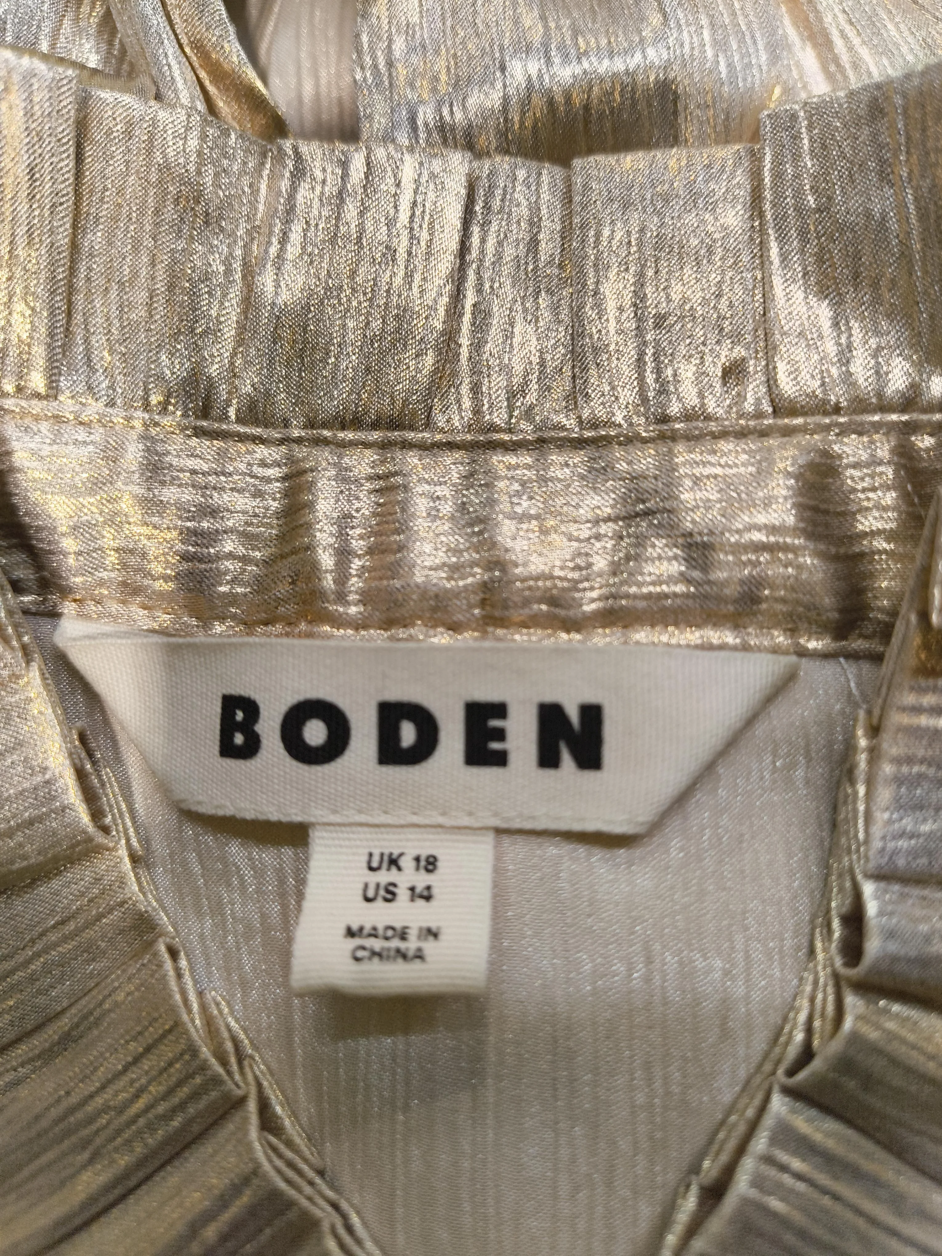 Boden Women's Blouse UK 18 Gold 100% Polyester Long Sleeve Collared Basic - Image 5