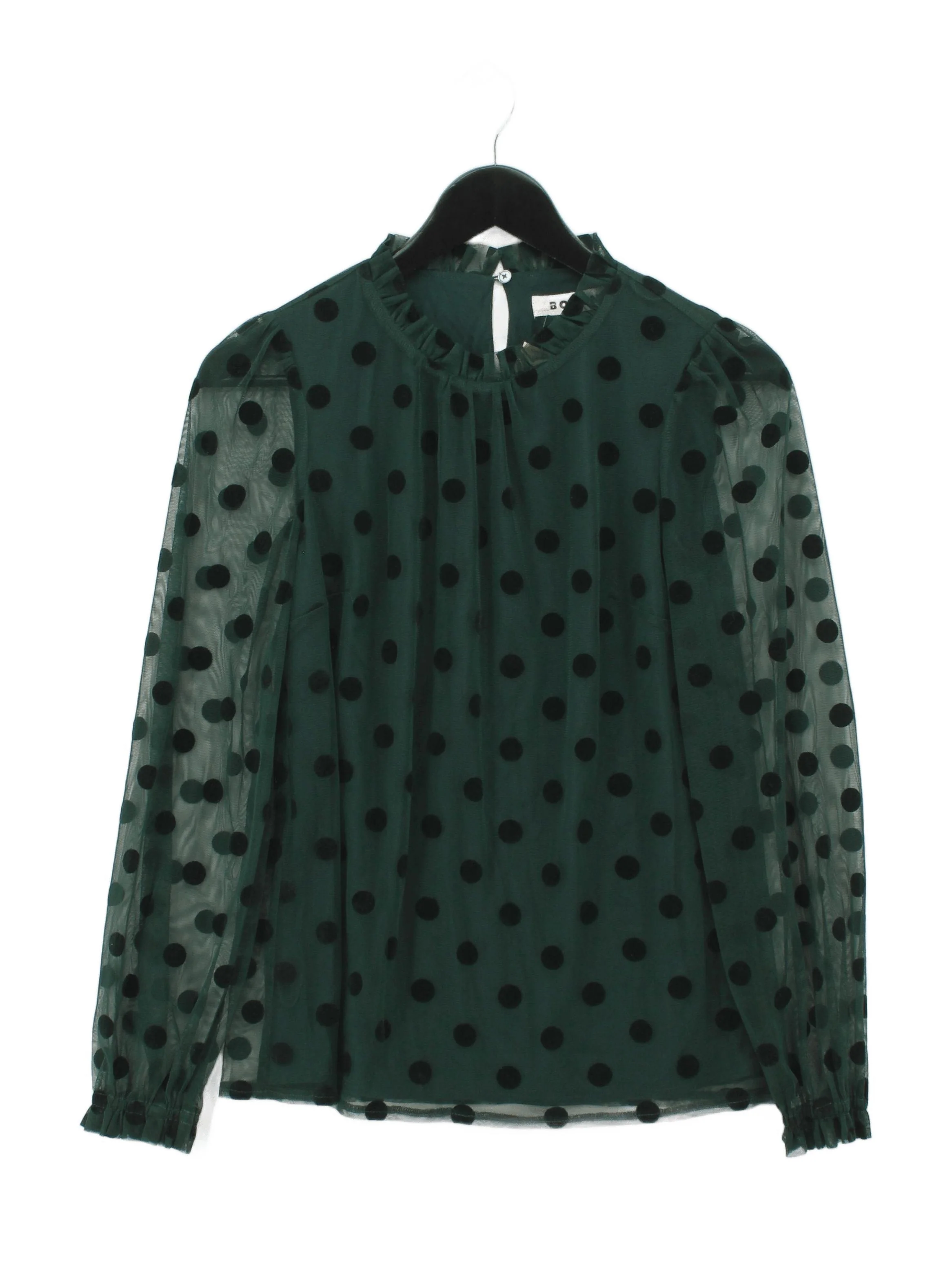 Boden Women's Blouse UK 6 Green Polkadot 100% Other Long Sleeve High Neck Basic