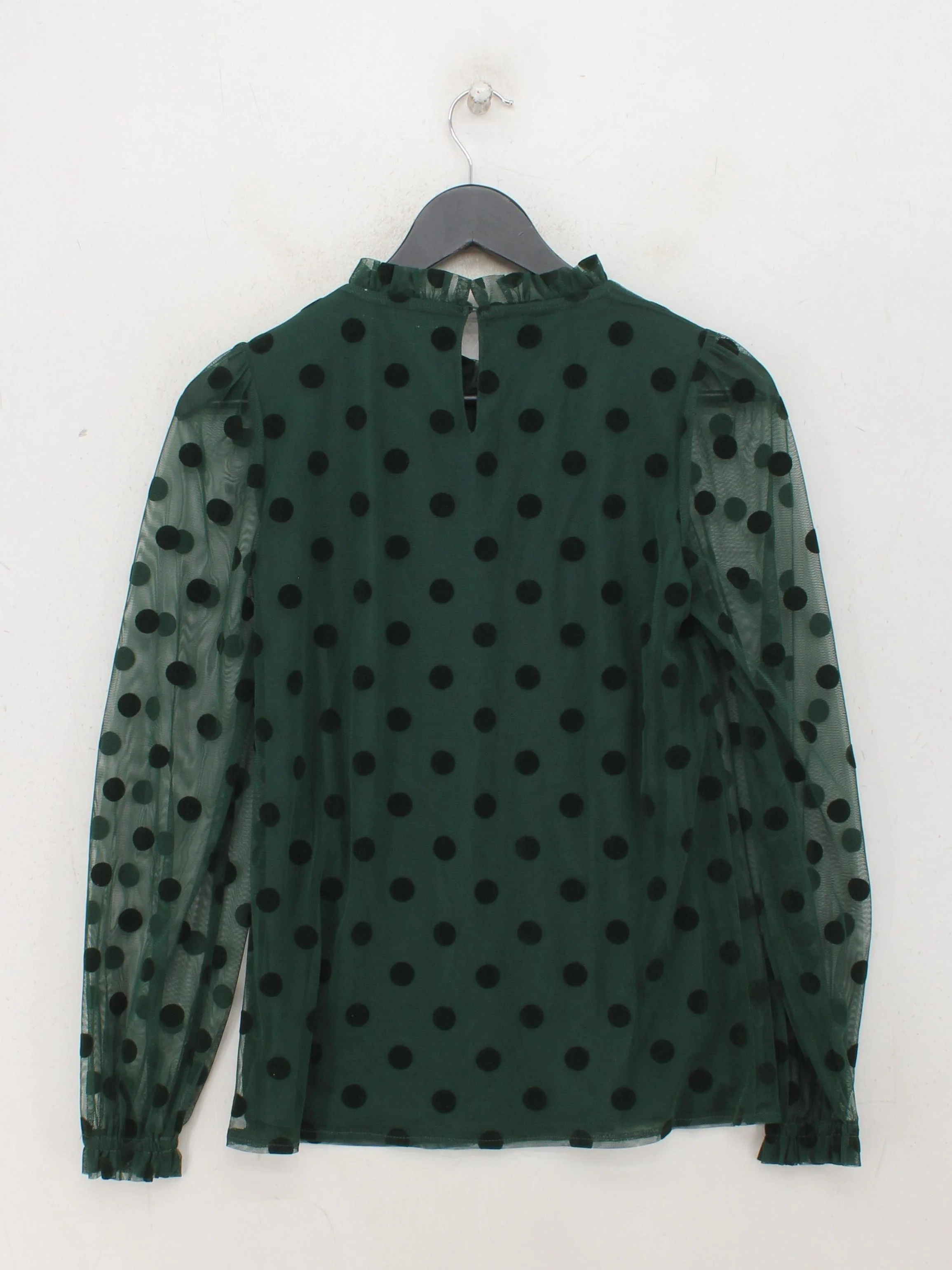 Boden Women's Blouse UK 6 Green Polkadot 100% Other Long Sleeve High Neck Basic - Image 2