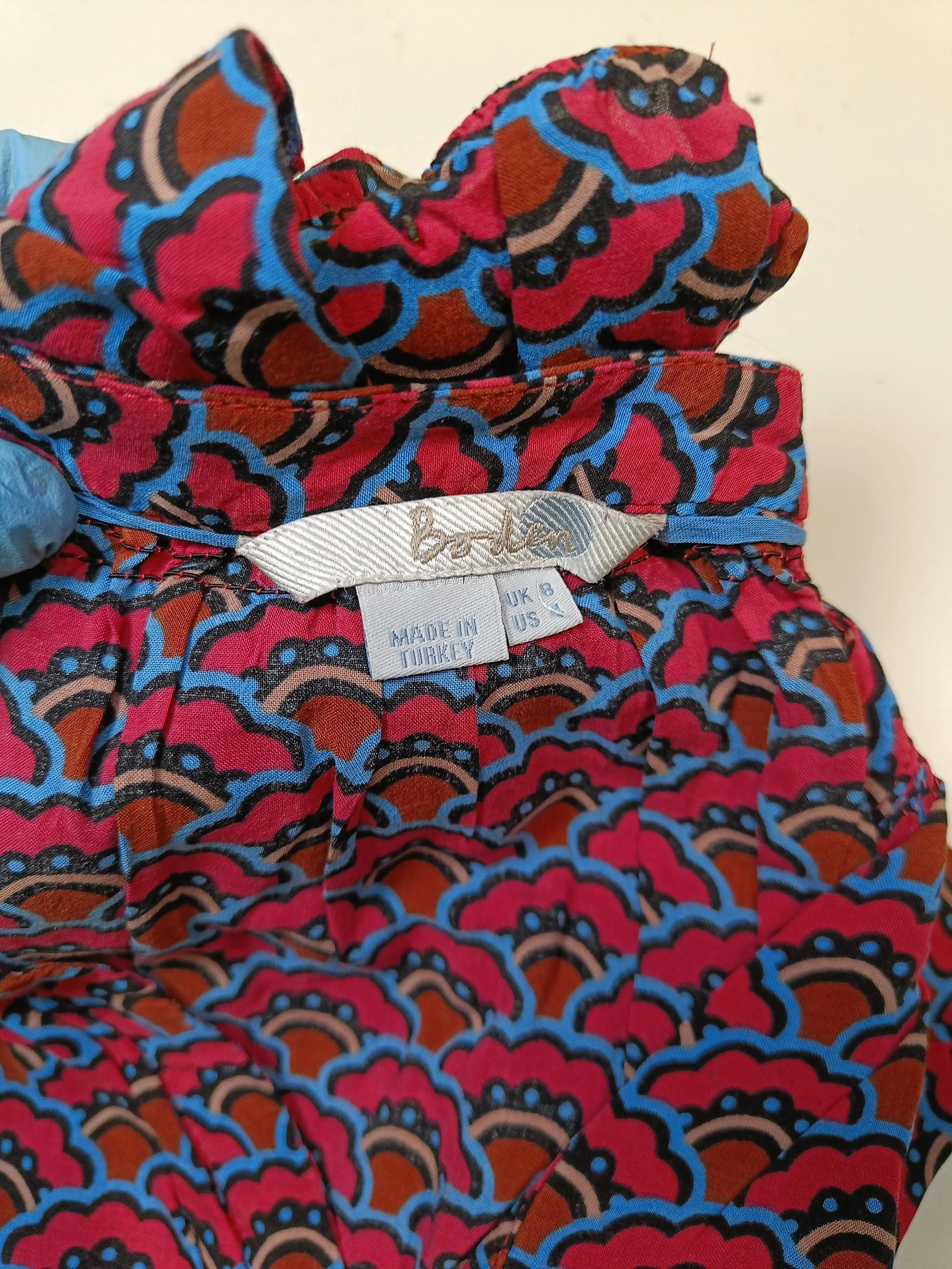 Boden Women's Blouse UK 8 Multi Geometric 100% Viscose Long Sleeve V-Neck Basic - Image 5