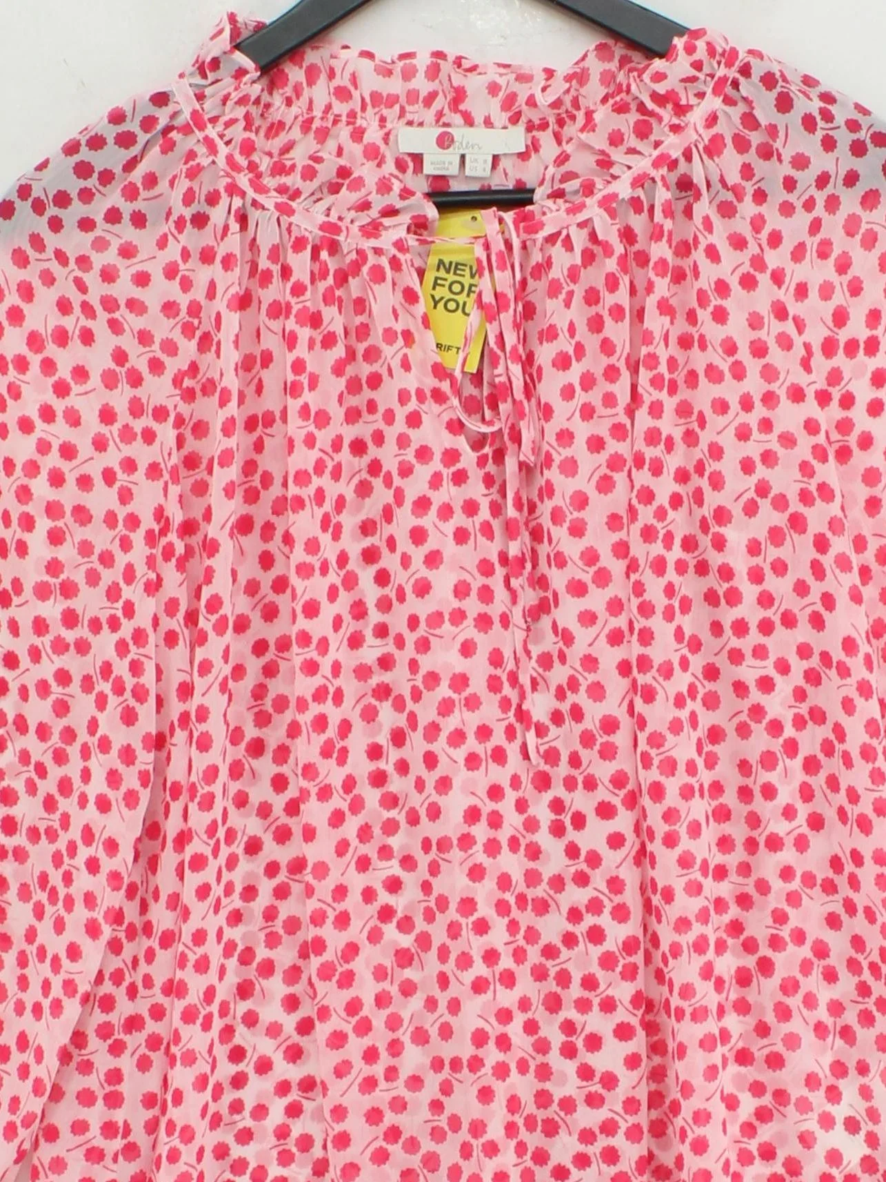 Boden Women's Blouse UK 8 Pink Floral 100% Polyester Long Sleeve High Neck Basic - Image 3