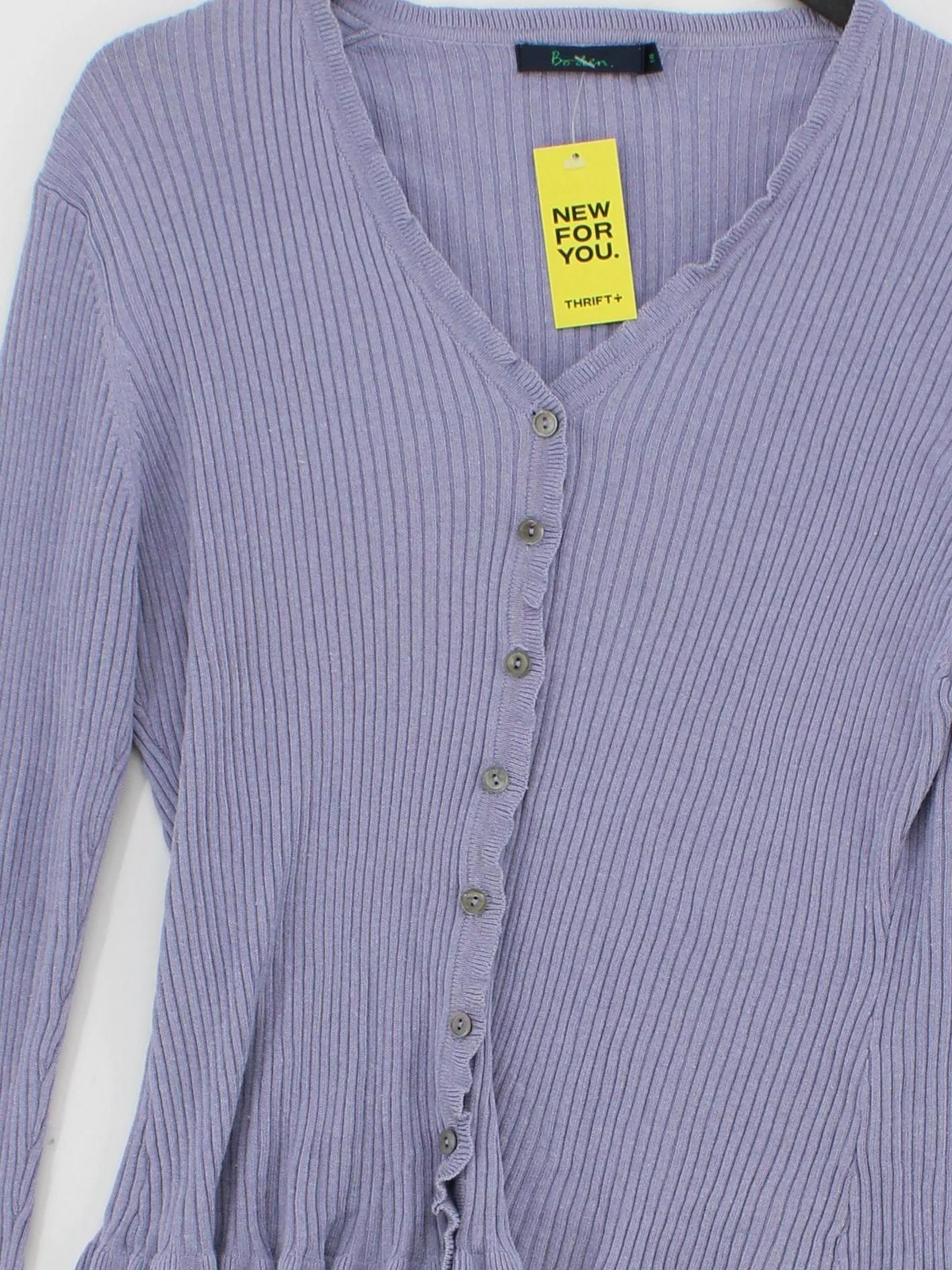 Boden Women's Cardigan UK 16 Purple Cotton with Viscose V-Neck Cardigan - Image 3