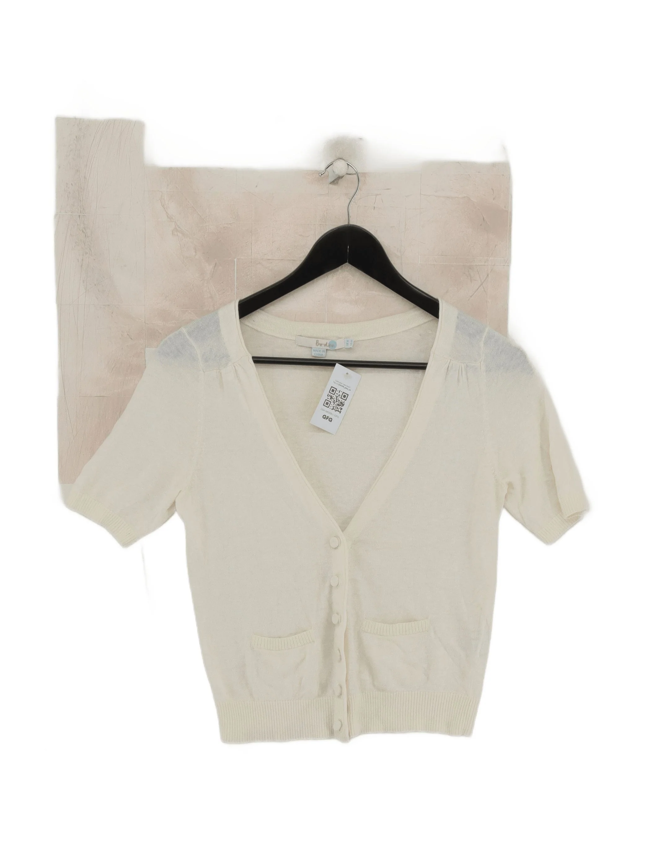 Boden Women's Cardigan UK 8 Cream Linen with Cotton V-Neck Cardigan