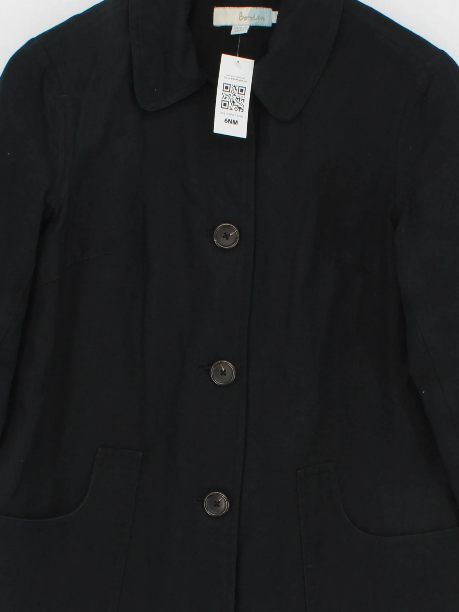 Boden Women's Coat UK 10 Black Cotton with Polyester Overcoat - Image 3