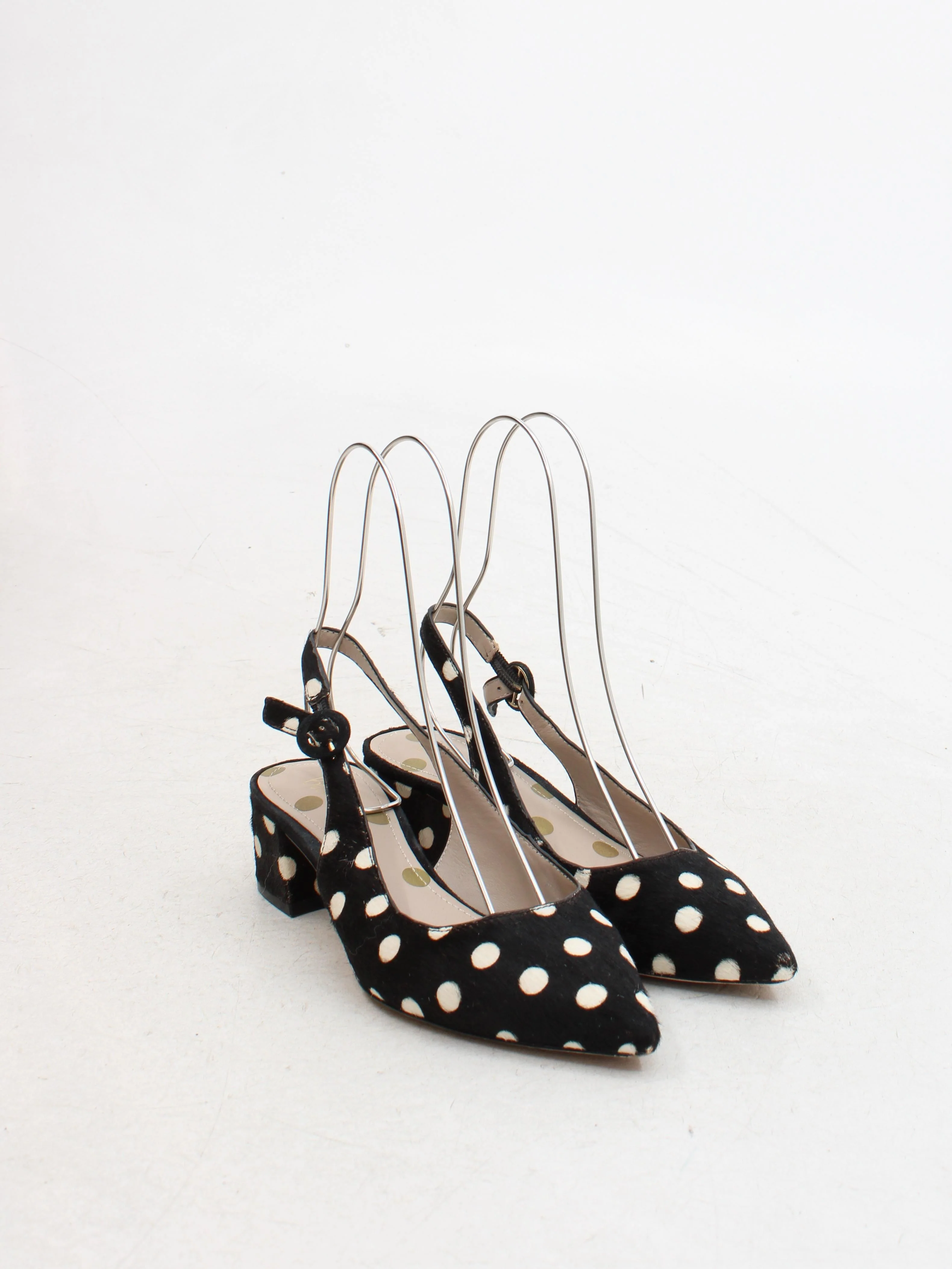 Boden Women's Heels UK 5 Black Polkadot 100% Animal Fur Court - Image 4