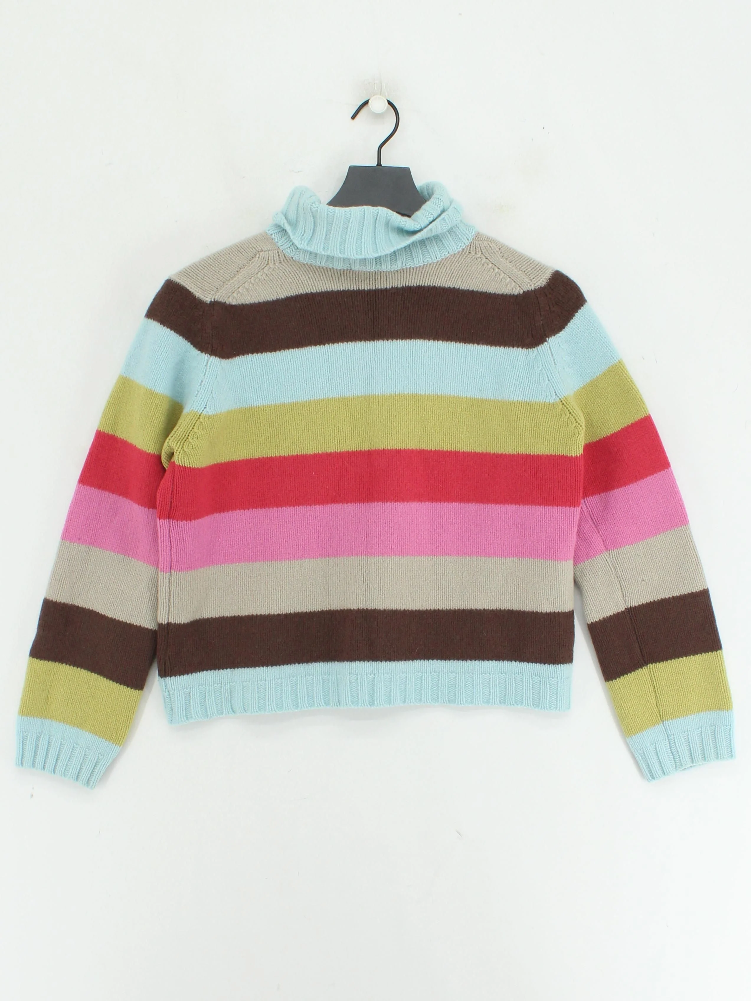 Boden Women's Jumper L Multi Striped 100% Wool Roll Neck Pullover - Image 2