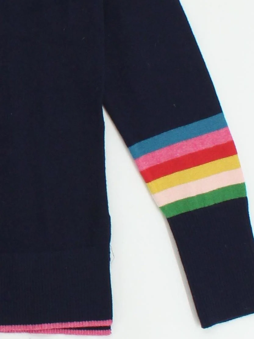 Boden Women's Jumper S Blue Graphic Wool with Cotton Crew Neck Pullover - Image 4