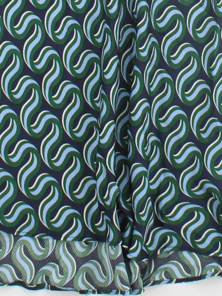 Boden Women's Midi Skirt UK 12 Green Geometric 100% Viscose Midi A-Line - Image 4