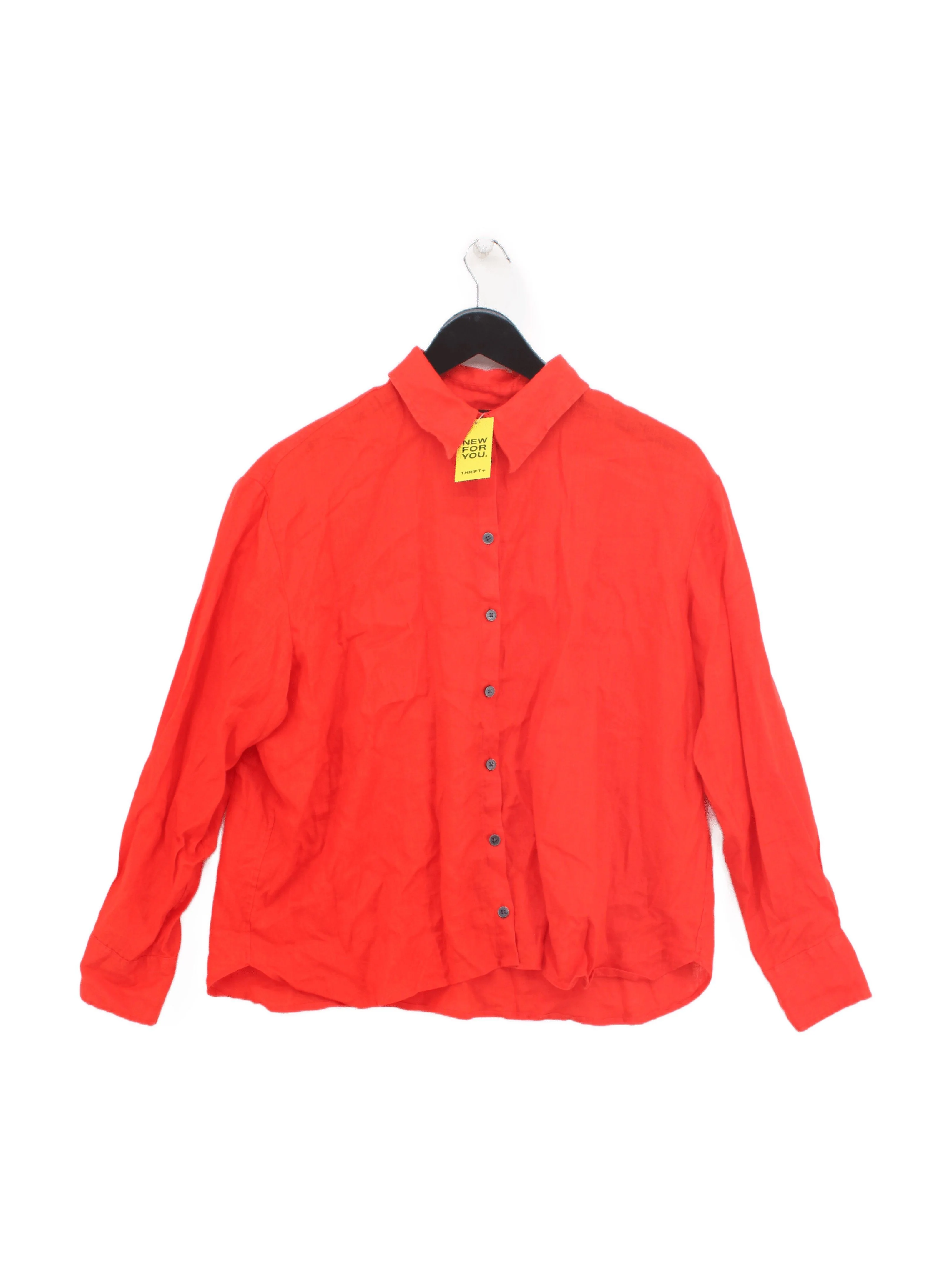 Boden Women's Shirt UK 12 Red 100% Linen Long Sleeve Collared Basic