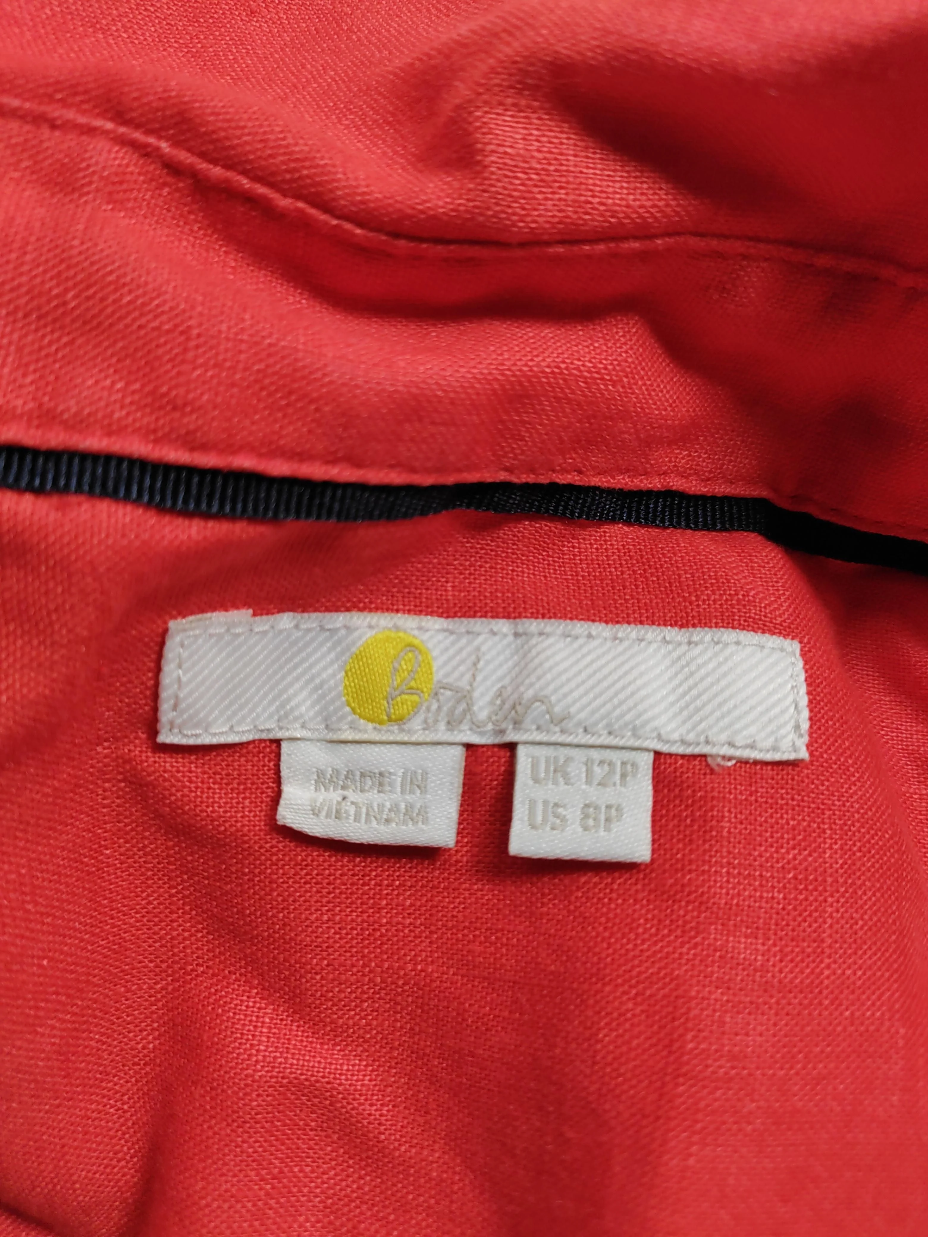 Boden Women's Shirt UK 12 Red 100% Linen Long Sleeve Collared Basic - Image 6