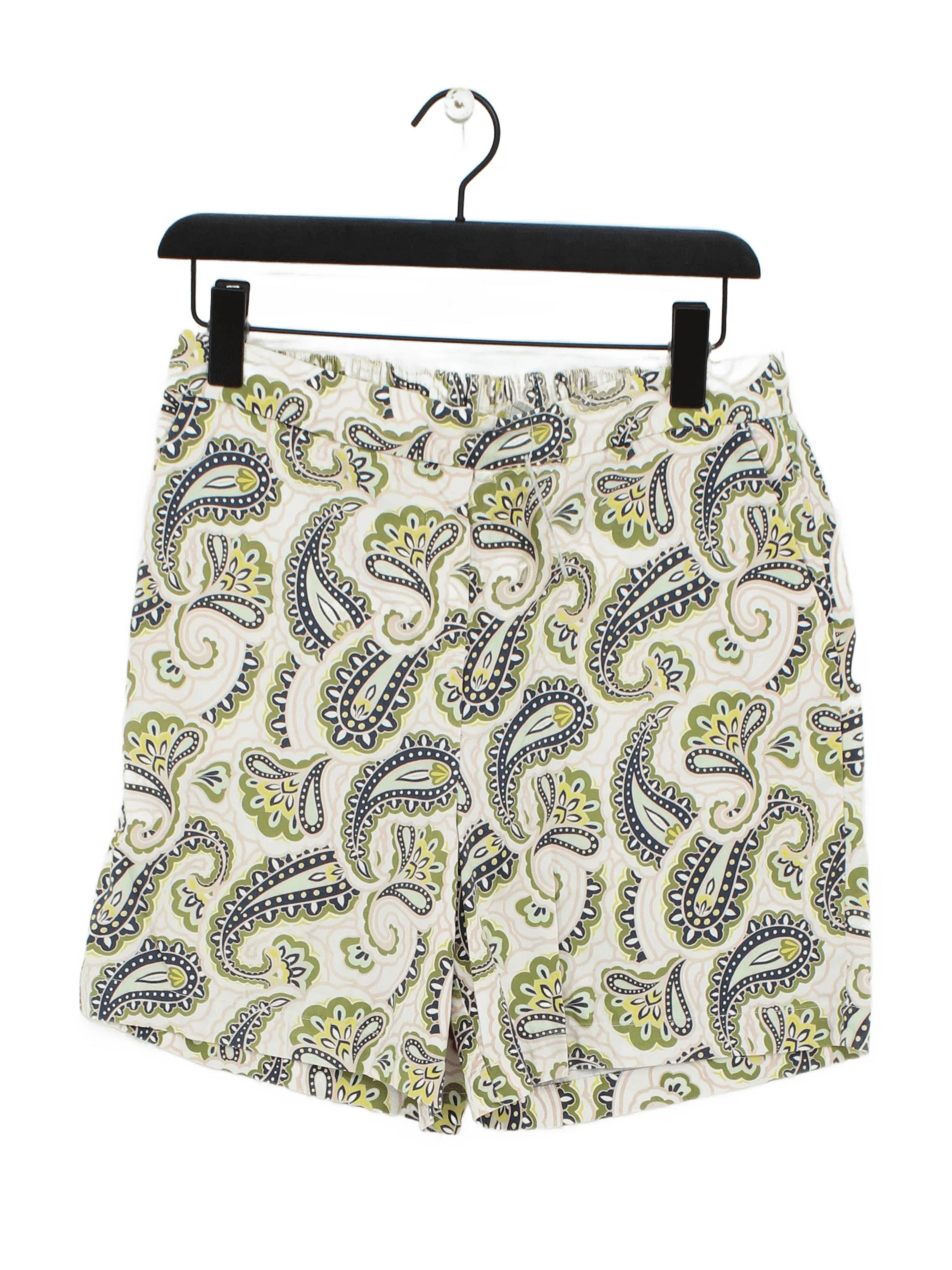 Boden Women's Shorts UK 10 Cream Paisley Cotton with Viscose, Elastane Mom